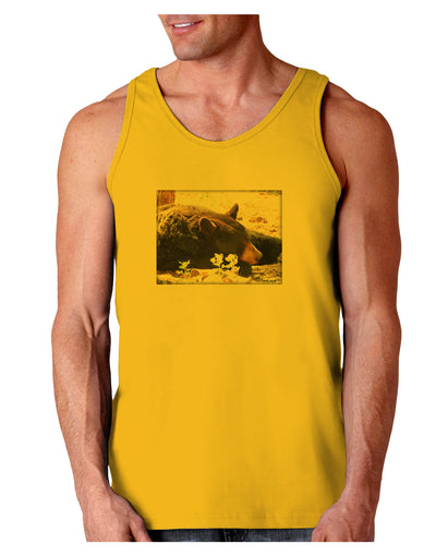 Laying Black Bear Loose Tank Top-Loose Tank Top-TooLoud-Gold-Small-Davson Sales