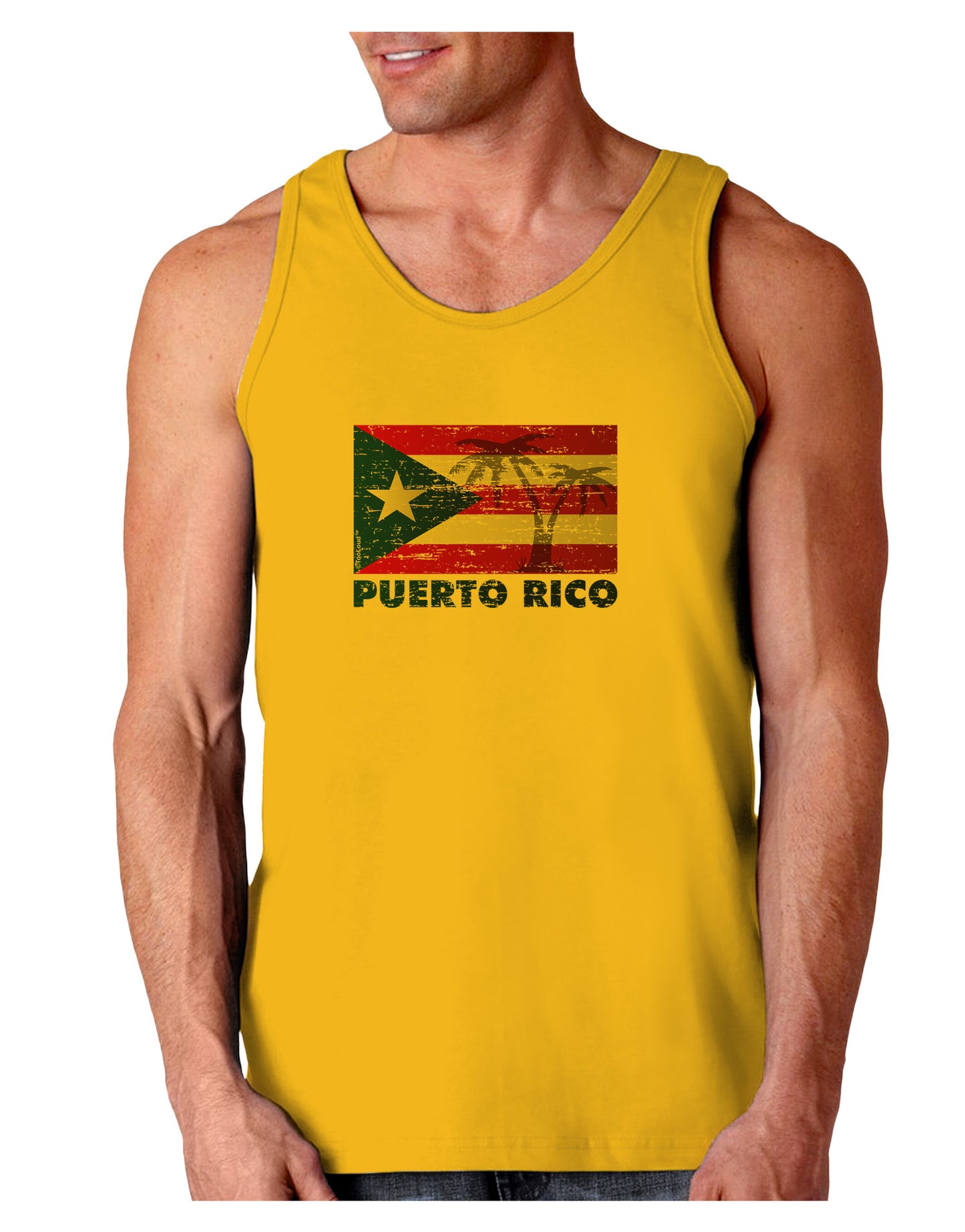 Distressed Puerto Rico Flag Loose Tank Top-Loose Tank Top-TooLoud-Gold-Small-Davson Sales