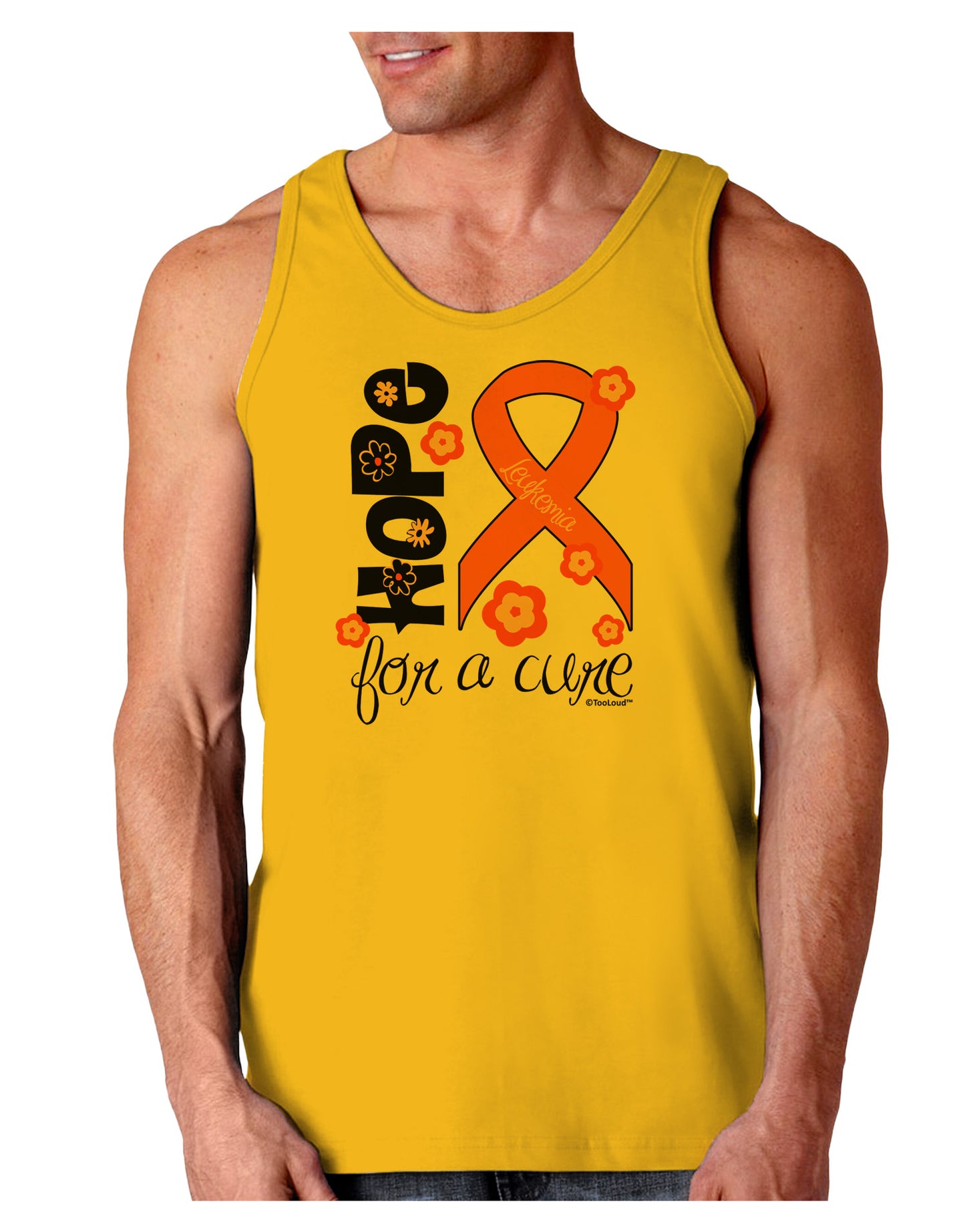 Hope for a Cure - Orange Ribbon Leukemia - Flowers Loose Tank Top-Loose Tank Top-TooLoud-Gold-Small-Davson Sales