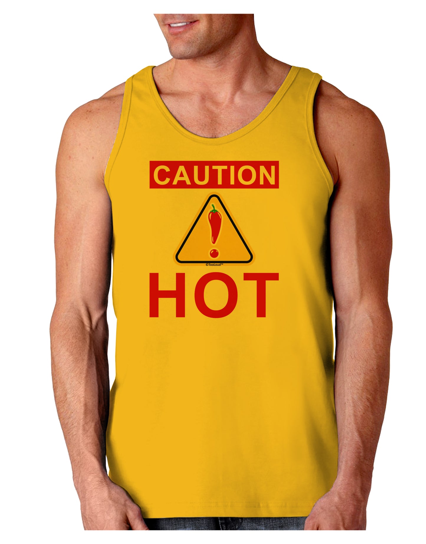 Caution Hot Chili Pepper Sign Loose Tank Top-Loose Tank Top-TooLoud-Gold-Small-Davson Sales