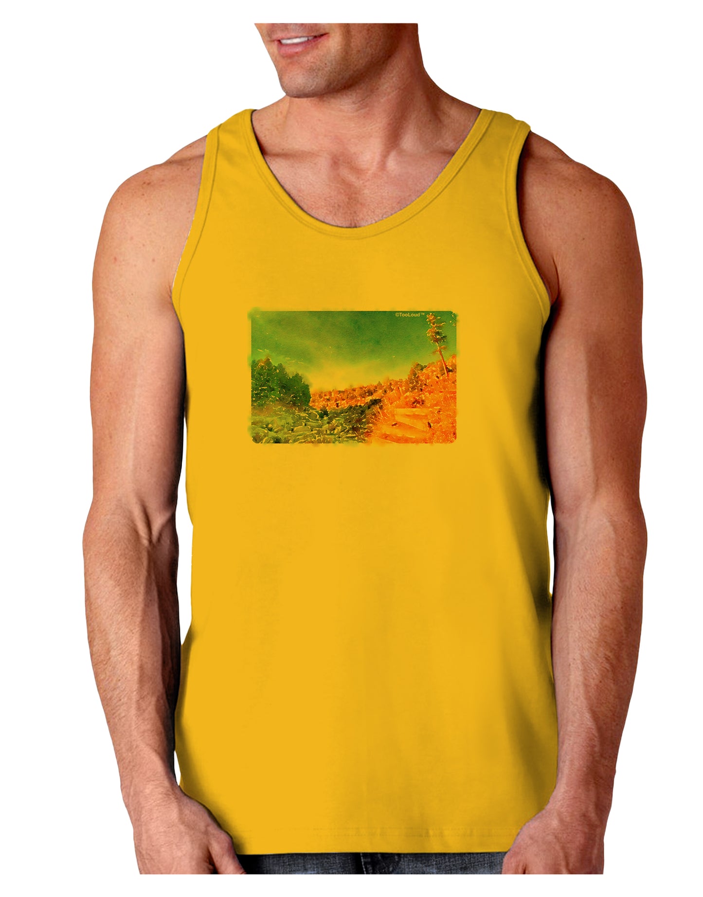 Castlewood Canyon Watercolor Loose Tank Top-Loose Tank Top-TooLoud-Gold-Small-Davson Sales