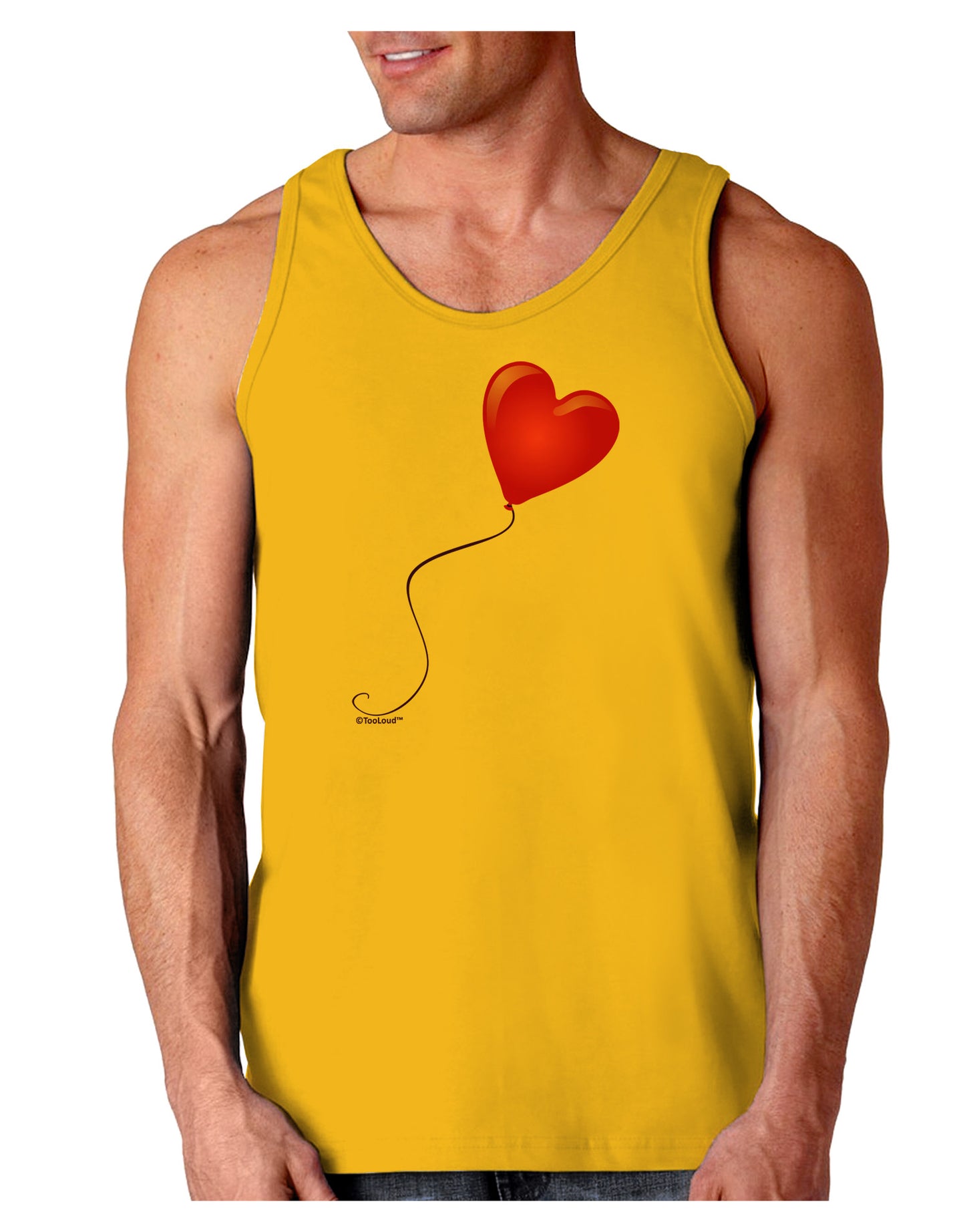 Cute Red Heart Balloon Loose Tank Top-Loose Tank Top-TooLoud-Gold-Small-Davson Sales