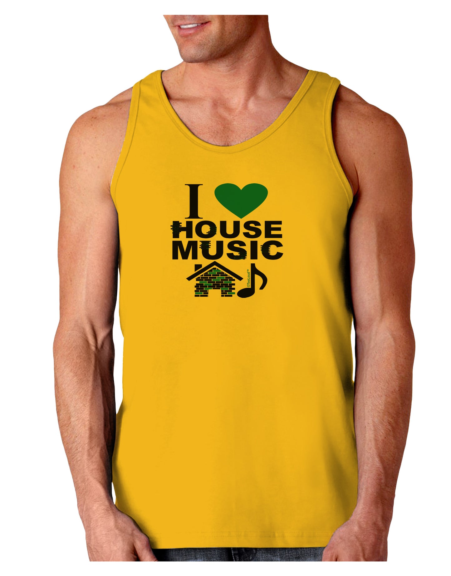 I Love House Blue Loose Tank Top-Loose Tank Top-TooLoud-Gold-Small-Davson Sales