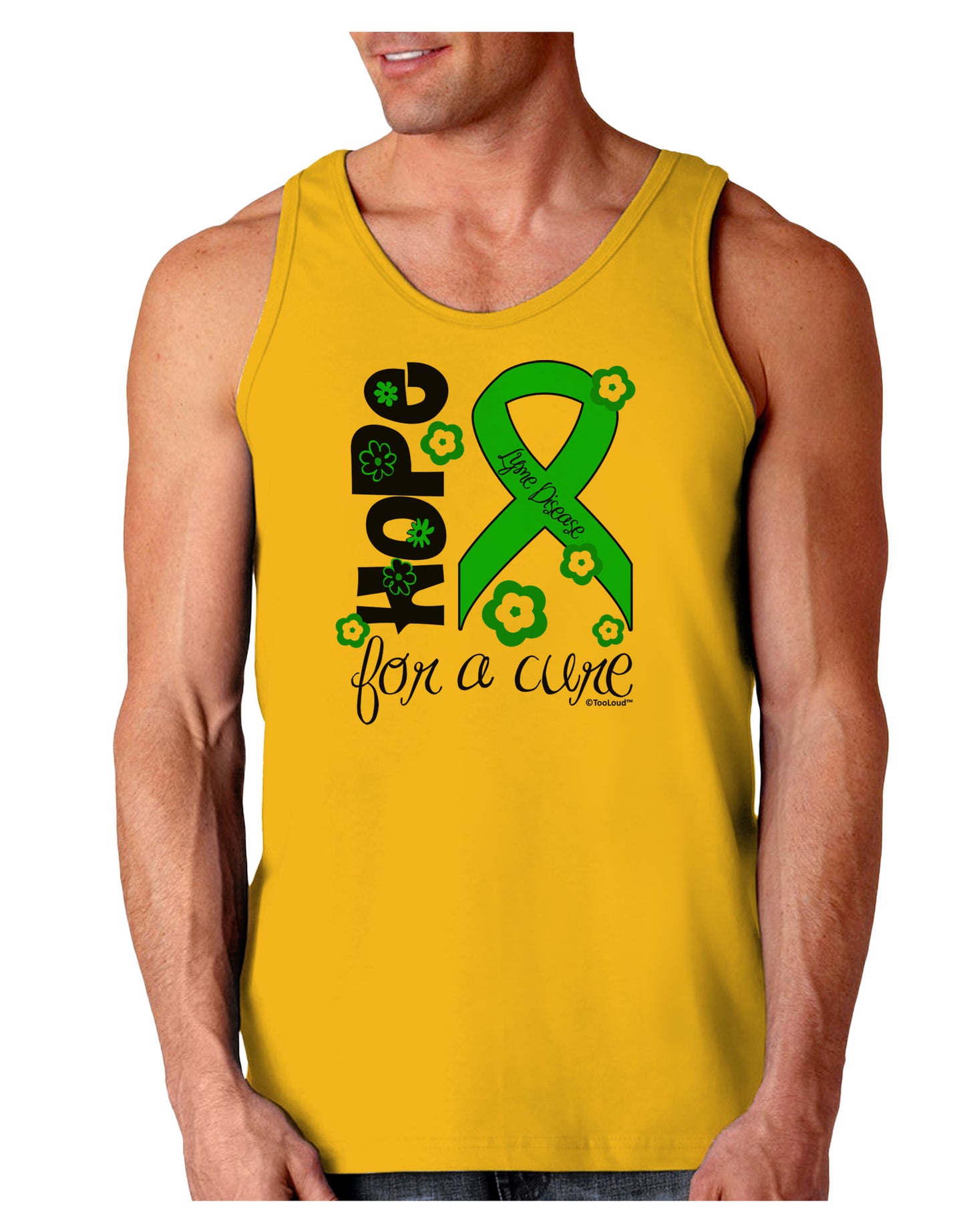Hope for a Cure - Lime Green Ribbon Lyme Disease - Flowers Loose Tank Top-Loose Tank Top-TooLoud-Gold-Small-Davson Sales