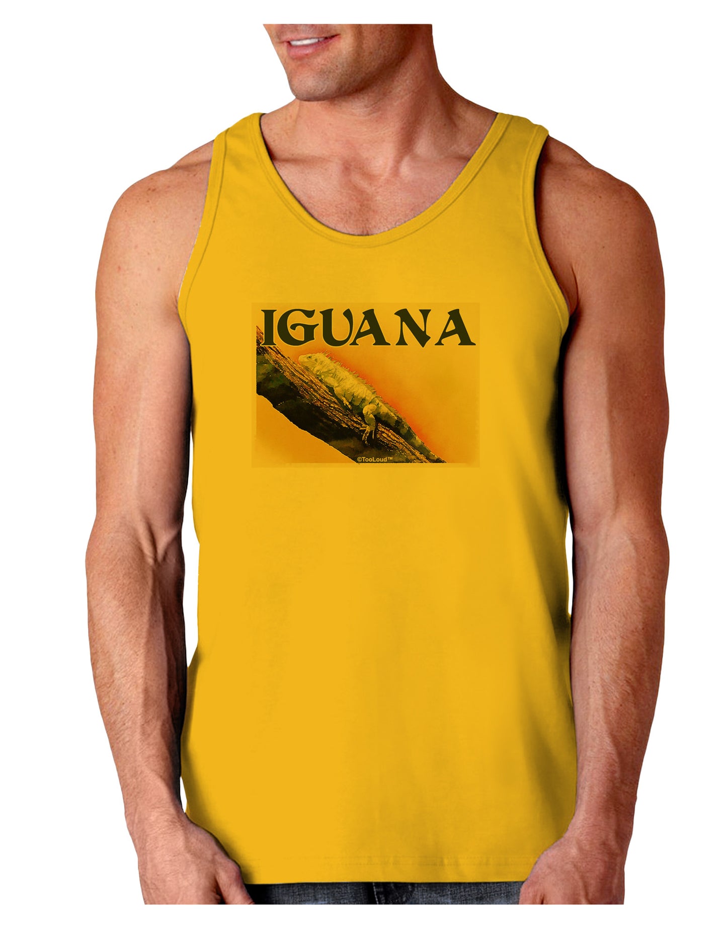 Iguana Watercolor Text Loose Tank Top-Loose Tank Top-TooLoud-Gold-Small-Davson Sales