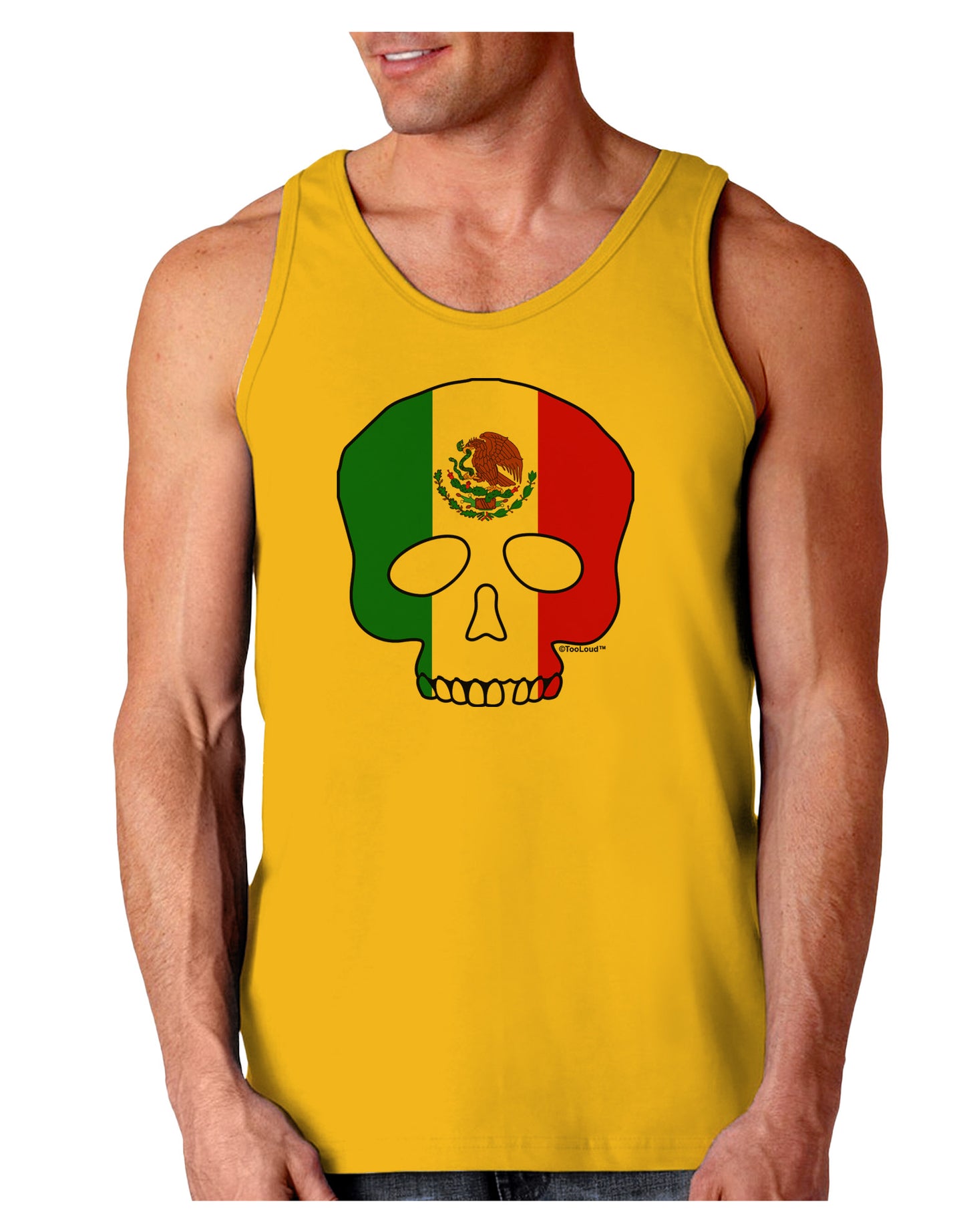 Skull Flag Mexico Loose Tank Top-Loose Tank Top-TooLoud-Gold-Small-Davson Sales