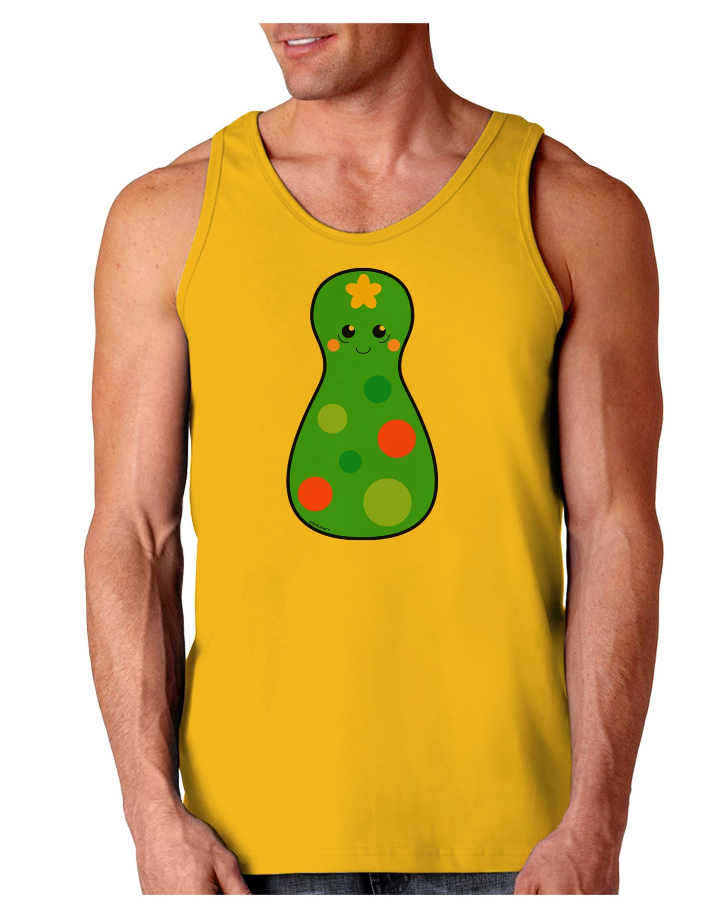 Cute Christmas Tree Matryoshka Nesting Doll Loose Tank Top-Loose Tank Top-TooLoud-Gold-Small-Davson Sales