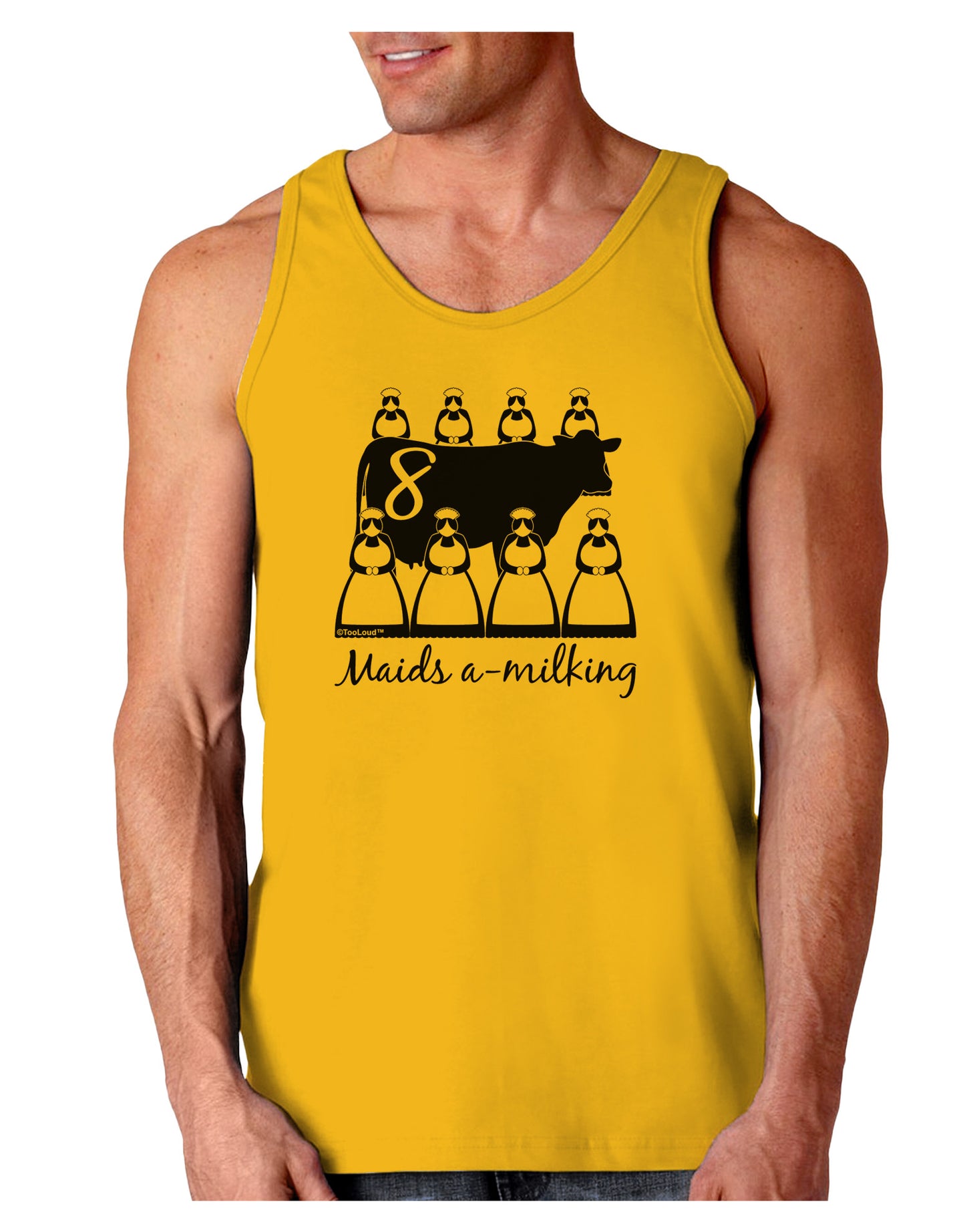 Eight Maids A Milking Text Loose Tank Top-Loose Tank Top-TooLoud-Gold-Small-Davson Sales