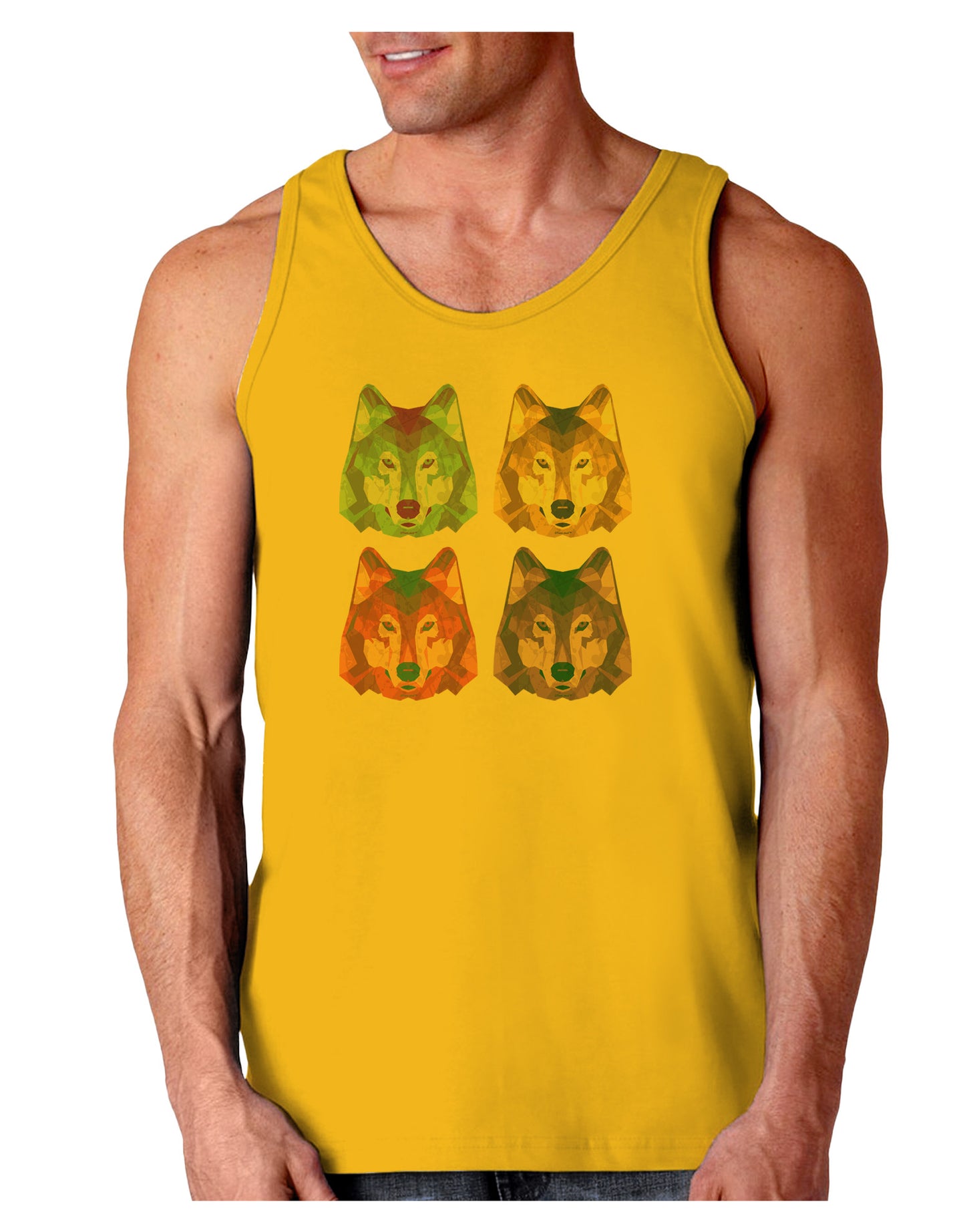 Geometric Wolf Head Pop Art Loose Tank Top-Loose Tank Top-TooLoud-Gold-Small-Davson Sales