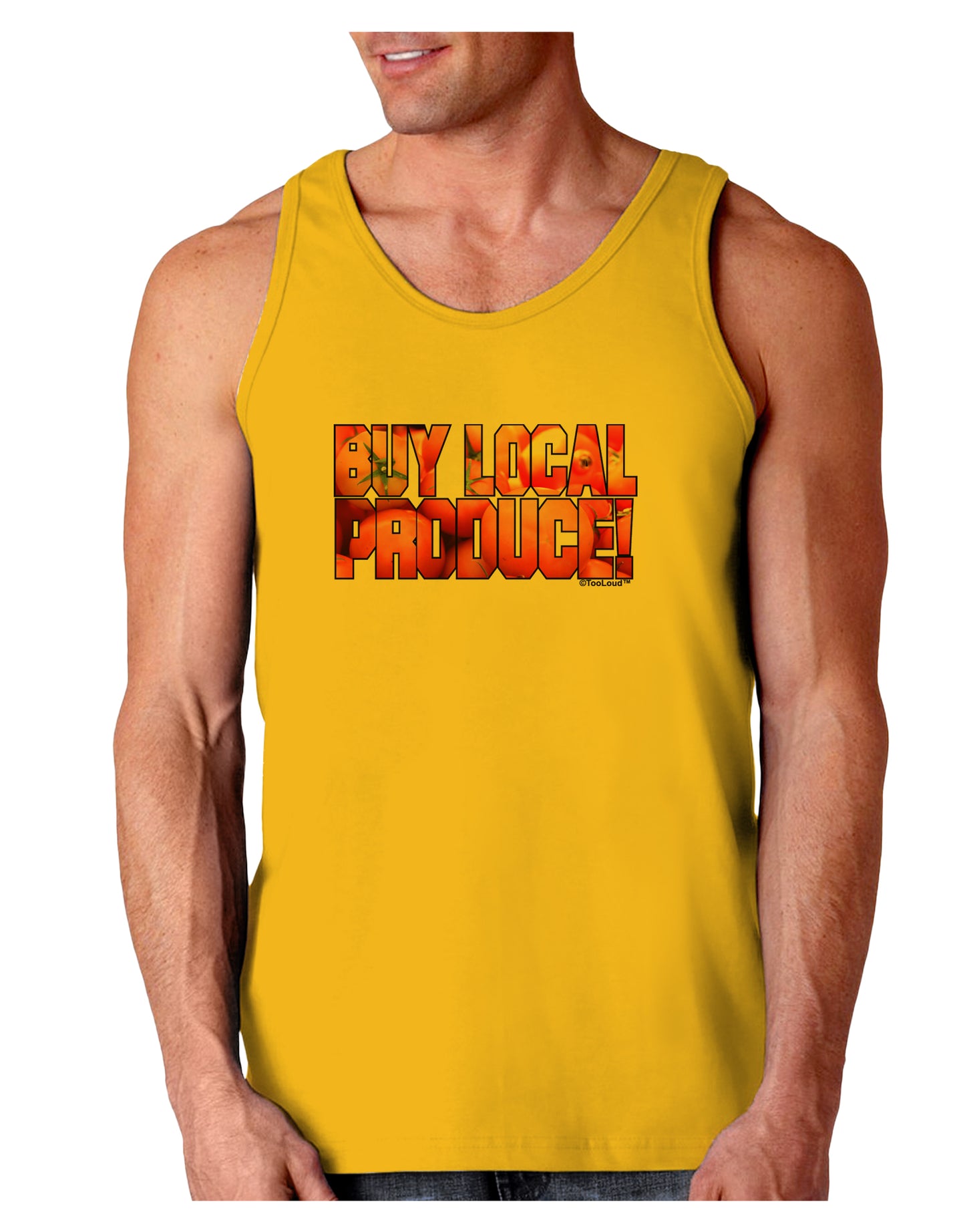 Buy Local Produce Tomatoes Text Loose Tank Top-Loose Tank Top-TooLoud-Gold-Small-Davson Sales