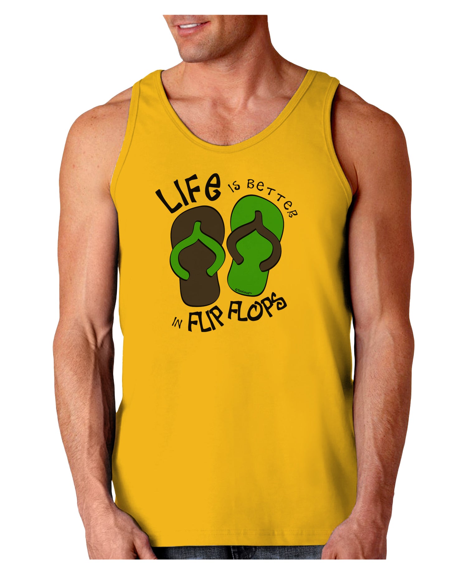 Life is Better in Flip Flops - Blue and Green Loose Tank Top-Loose Tank Top-TooLoud-Gold-Small-Davson Sales