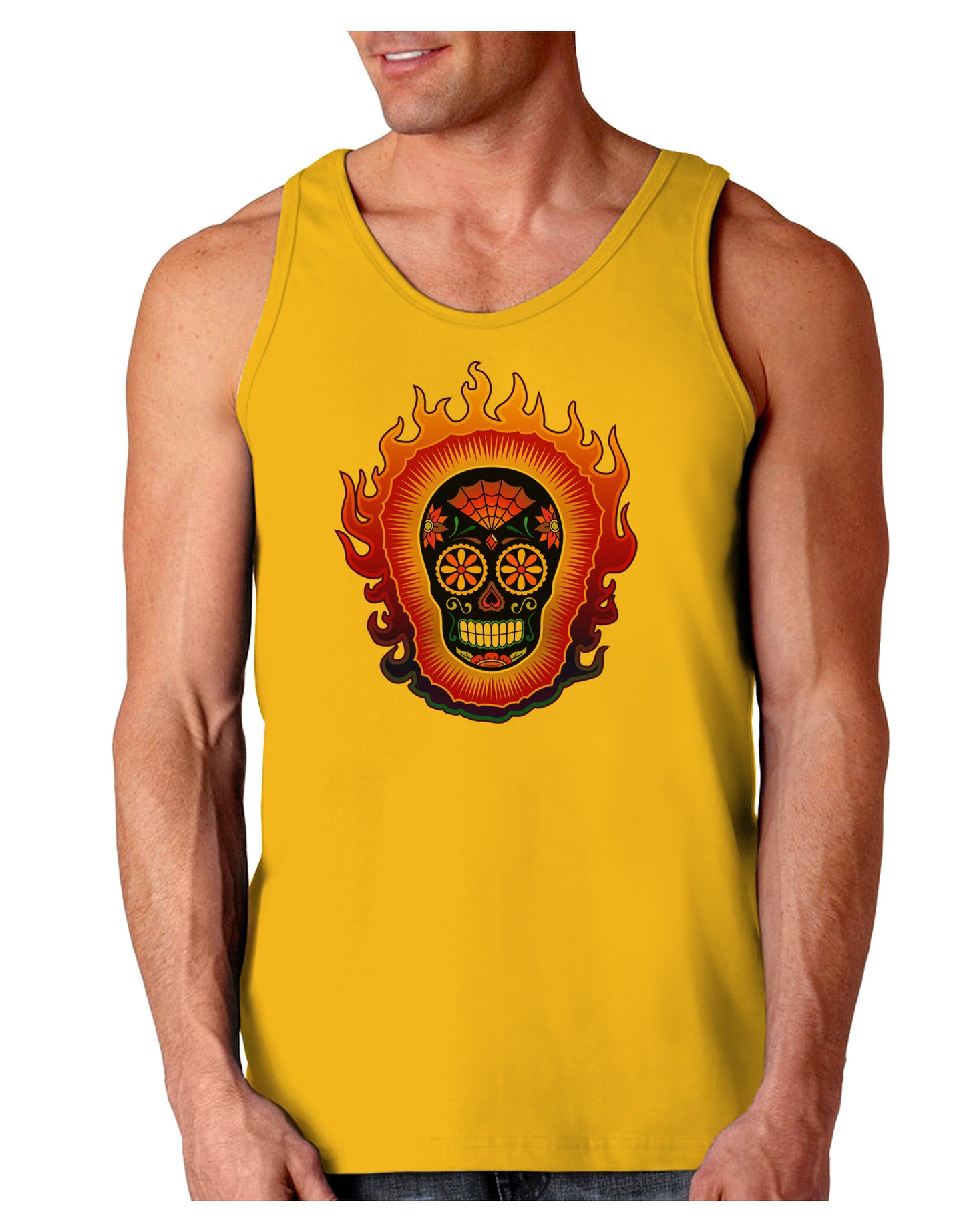 Sacred Calavera Day of the Dead Sugar Skull Loose Tank Top-Loose Tank Top-TooLoud-Gold-Small-Davson Sales