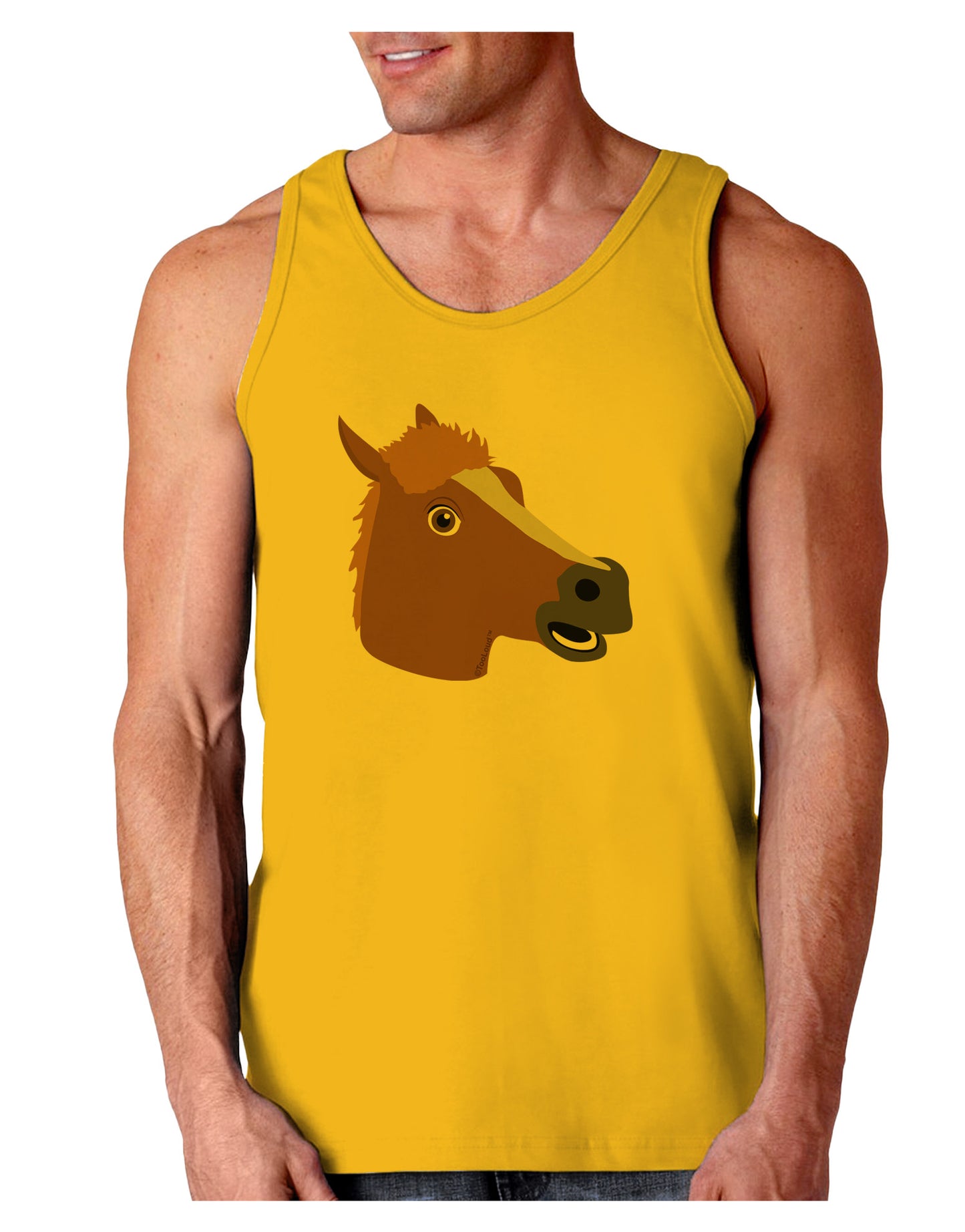 Silly Cartoon Horse Head Loose Tank Top-Loose Tank Top-TooLoud-Gold-Small-Davson Sales