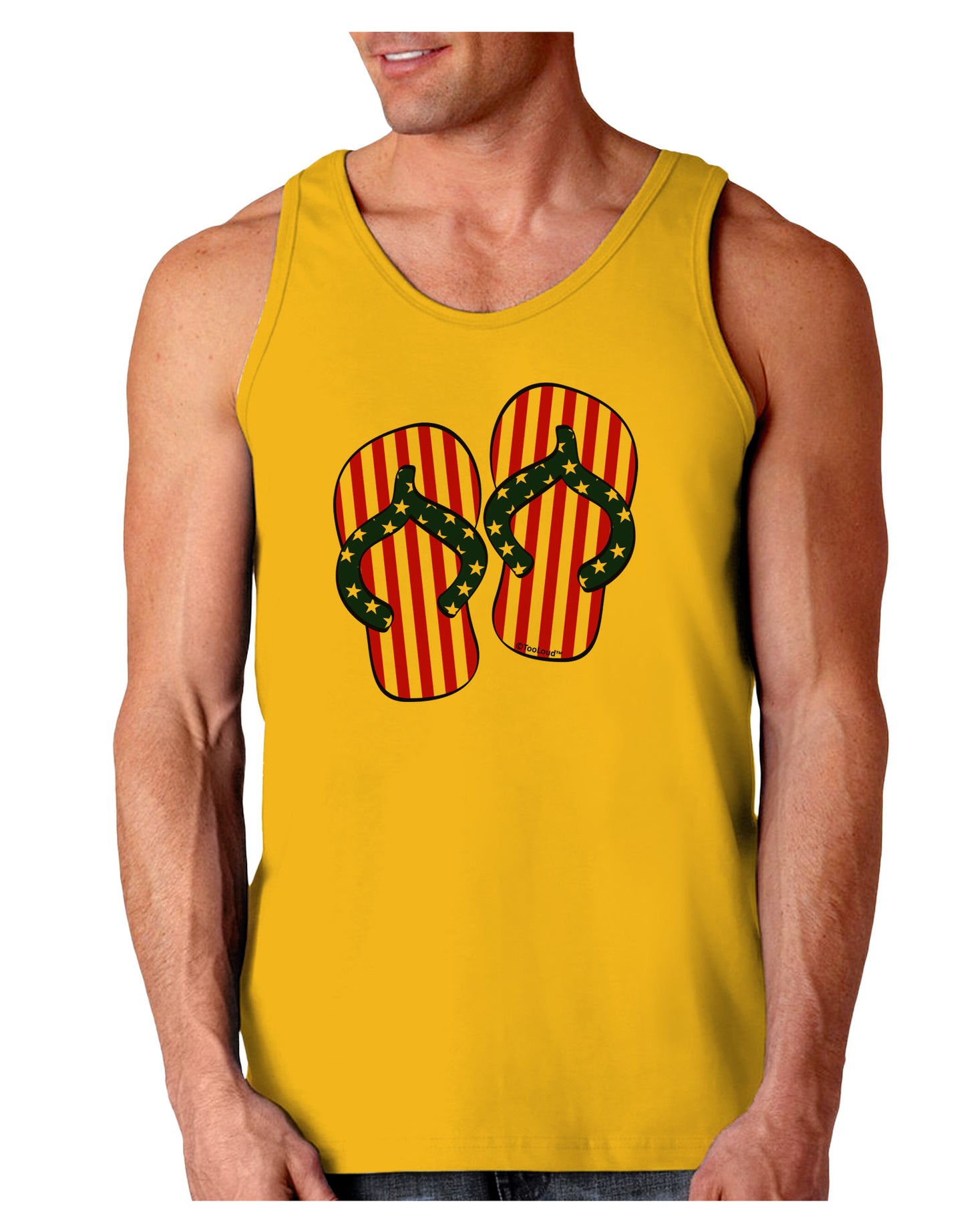 Stars and Stripes Flip Flops Loose Tank Top-Loose Tank Top-TooLoud-Gold-Small-Davson Sales