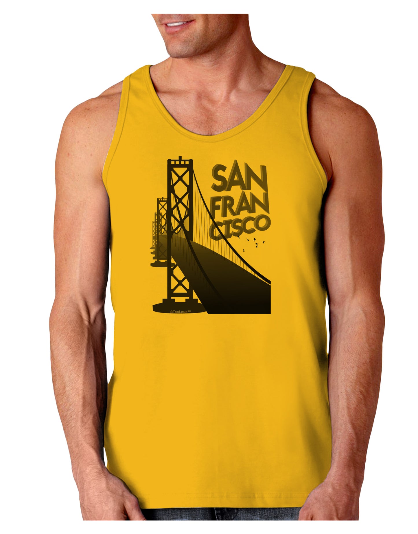 San Francisco Text Bay Bridge Loose Tank Top-Loose Tank Top-TooLoud-Gold-Small-Davson Sales