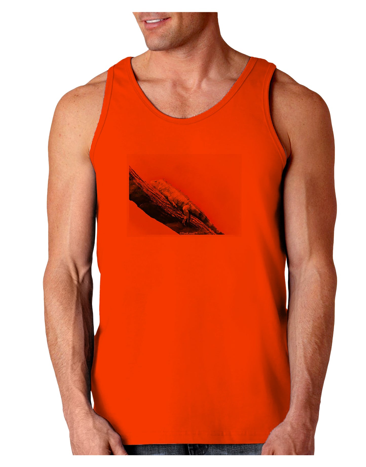 Iguana Watercolor Loose Tank Top-Loose Tank Top-TooLoud-Orange-Small-Davson Sales