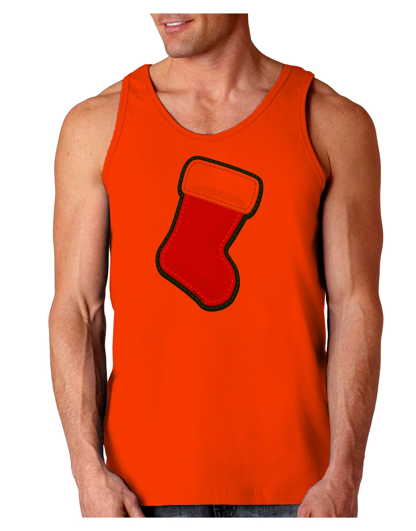 Cute Faux Applique Christmas Stocking Loose Tank Top-Loose Tank Top-TooLoud-Orange-Small-Davson Sales