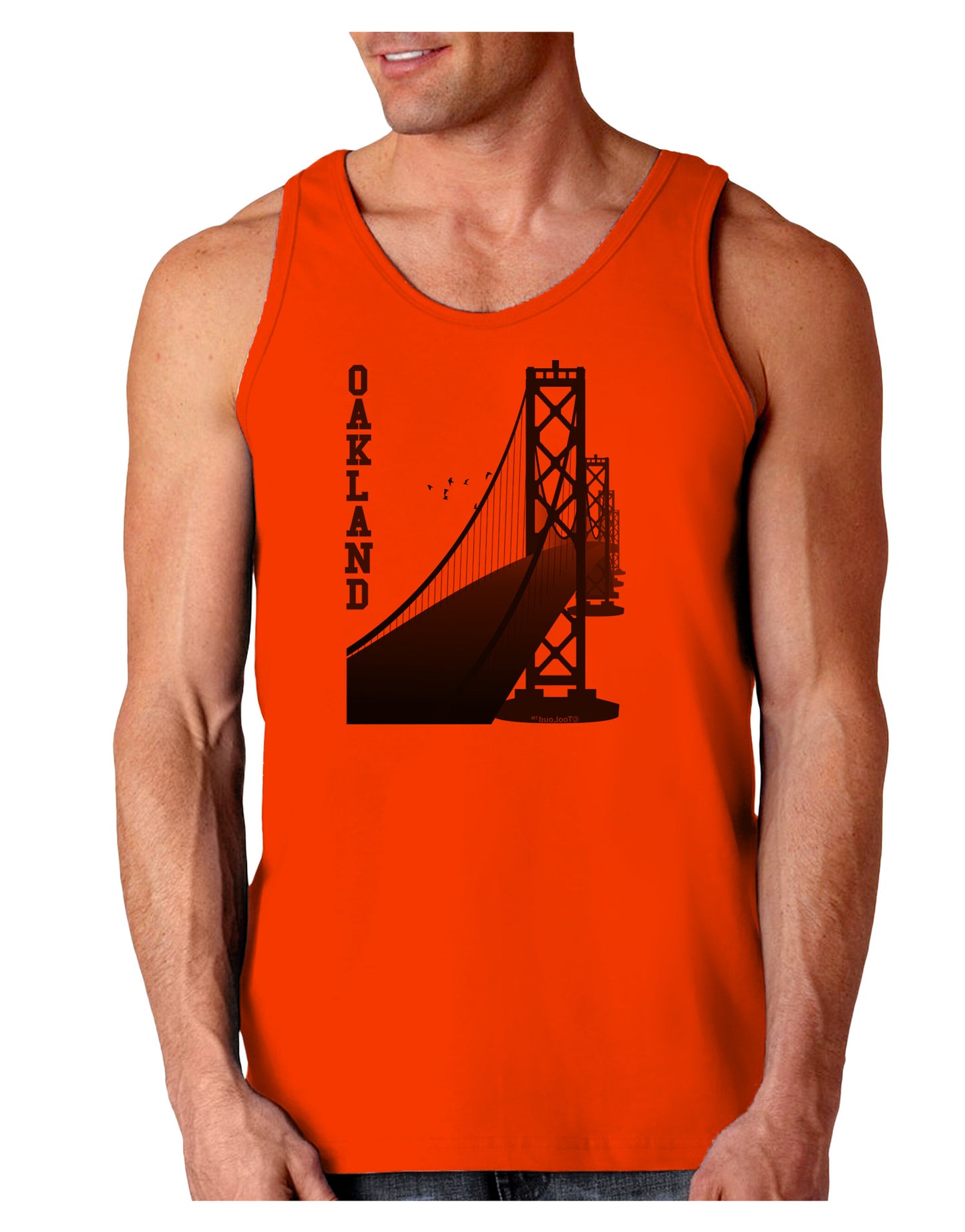 Oakland Text Bay Bridge Loose Tank Top-Loose Tank Top-TooLoud-Orange-Small-Davson Sales
