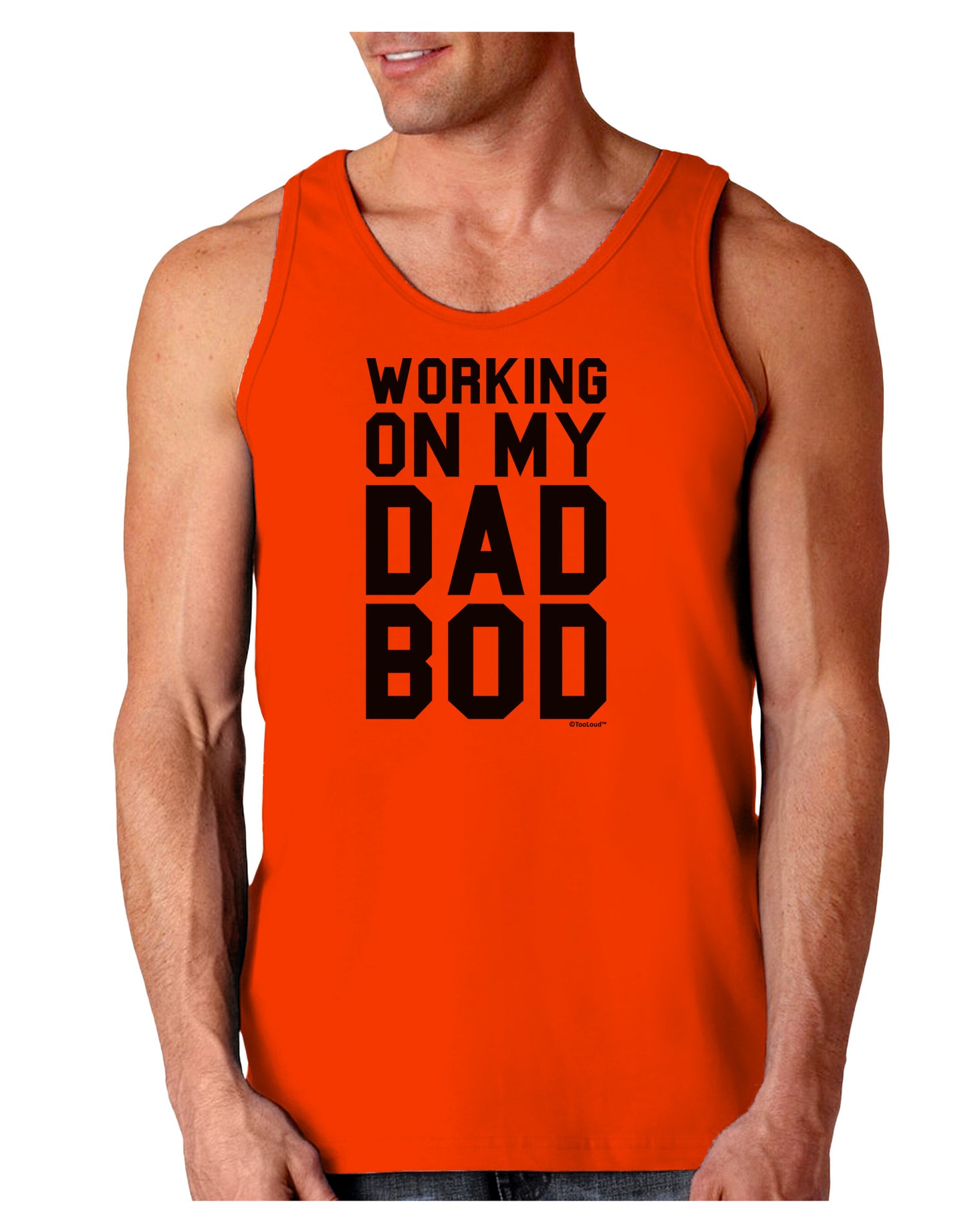 TooLoud Working On My Dad Bod Loose Tank Top-Loose Tank Top-TooLoud-Orange-Small-Davson Sales