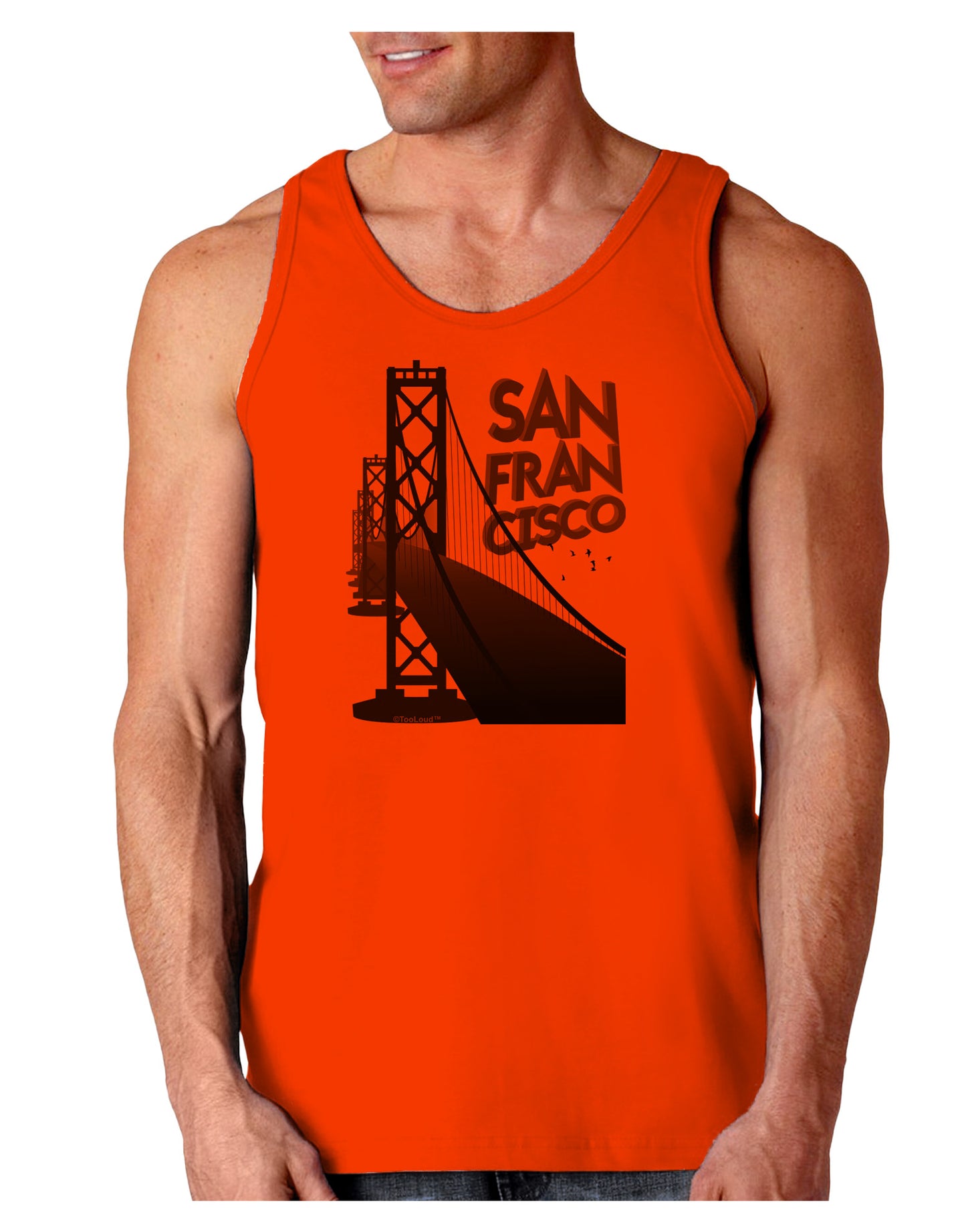 San Francisco Text Bay Bridge Loose Tank Top-Loose Tank Top-TooLoud-Orange-Small-Davson Sales