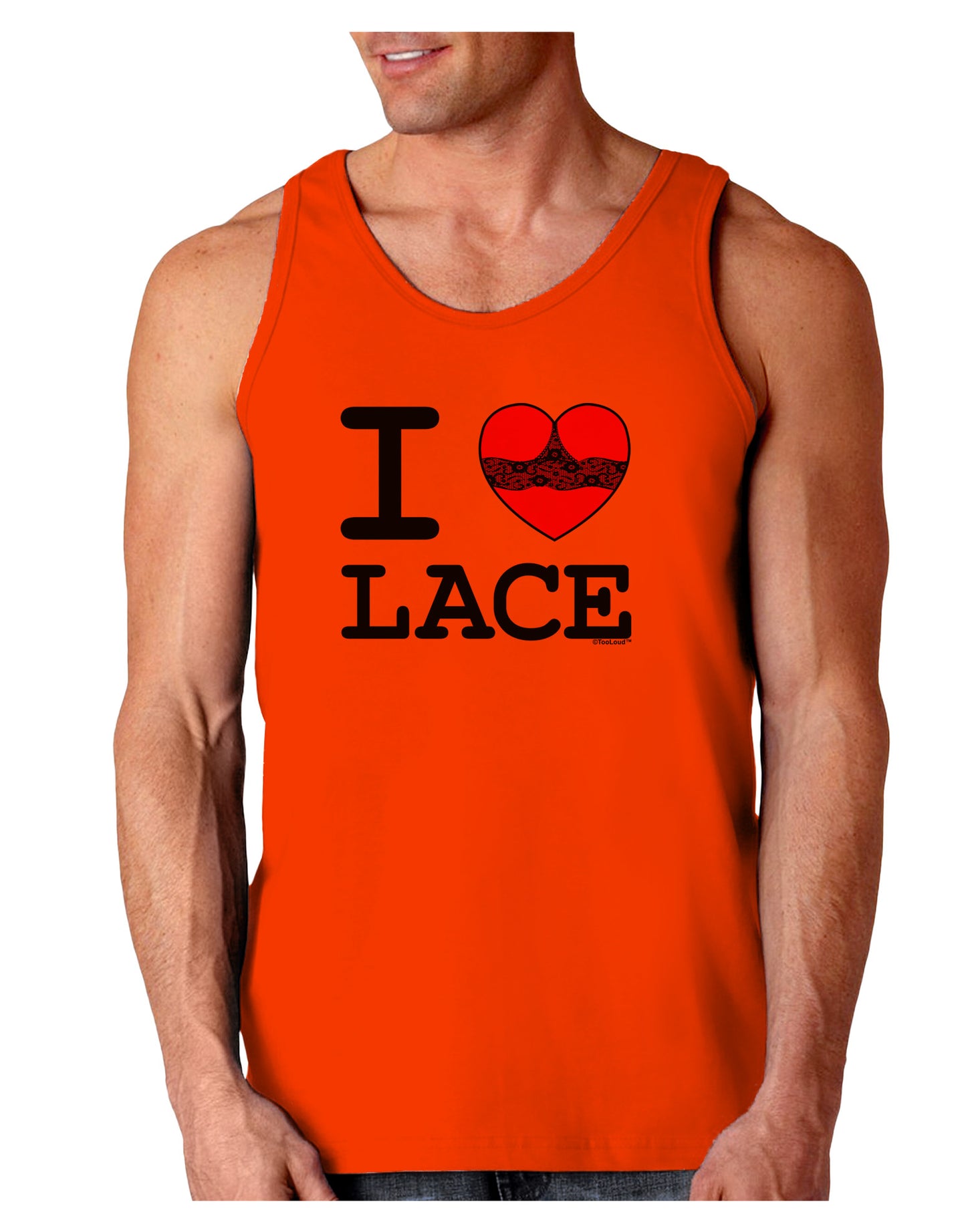 I Love Heart Lace Loose Tank Top-Loose Tank Top-TooLoud-Orange-Small-Davson Sales