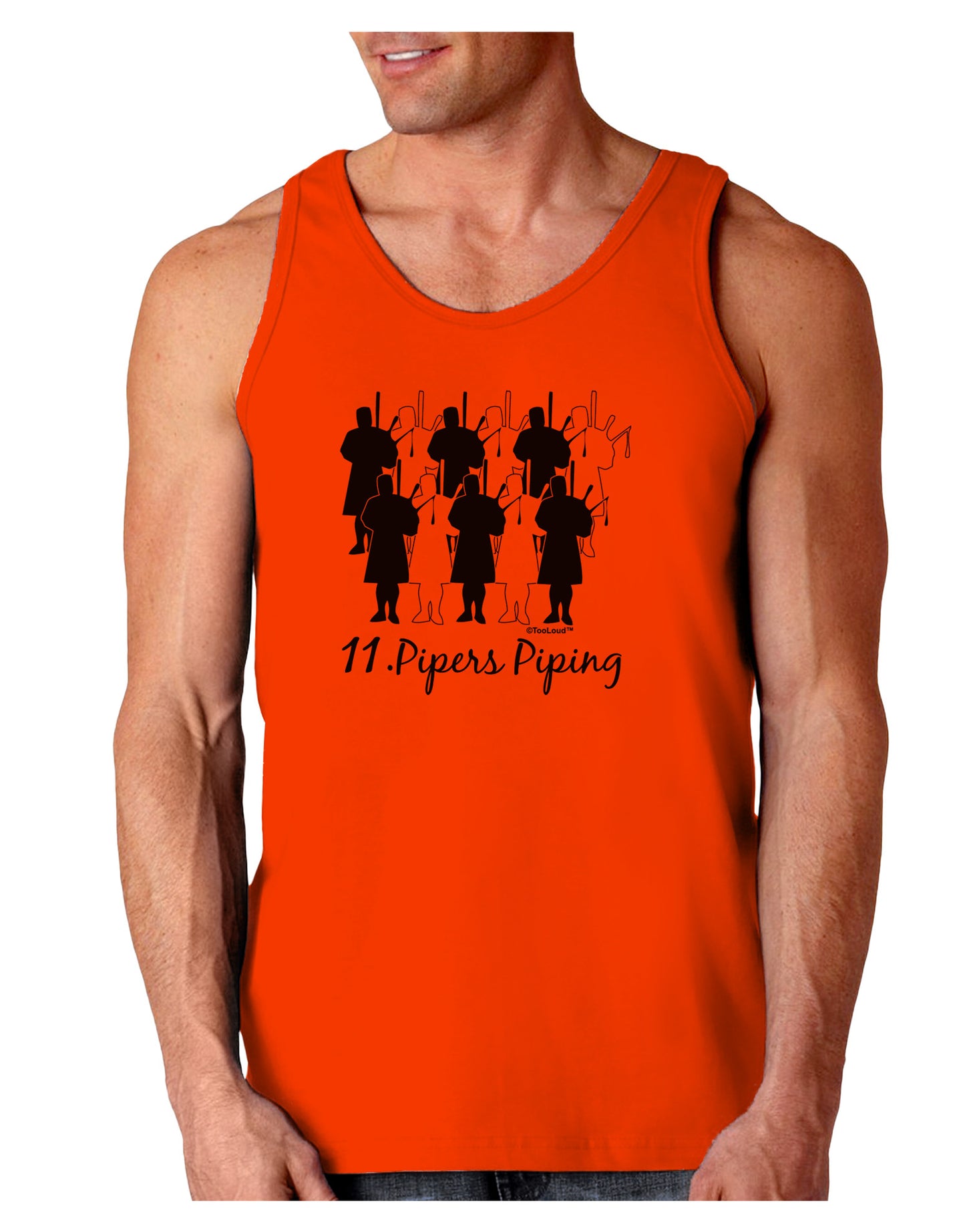 Eleven Pipers Piping Text Loose Tank Top-Loose Tank Top-TooLoud-Orange-Small-Davson Sales