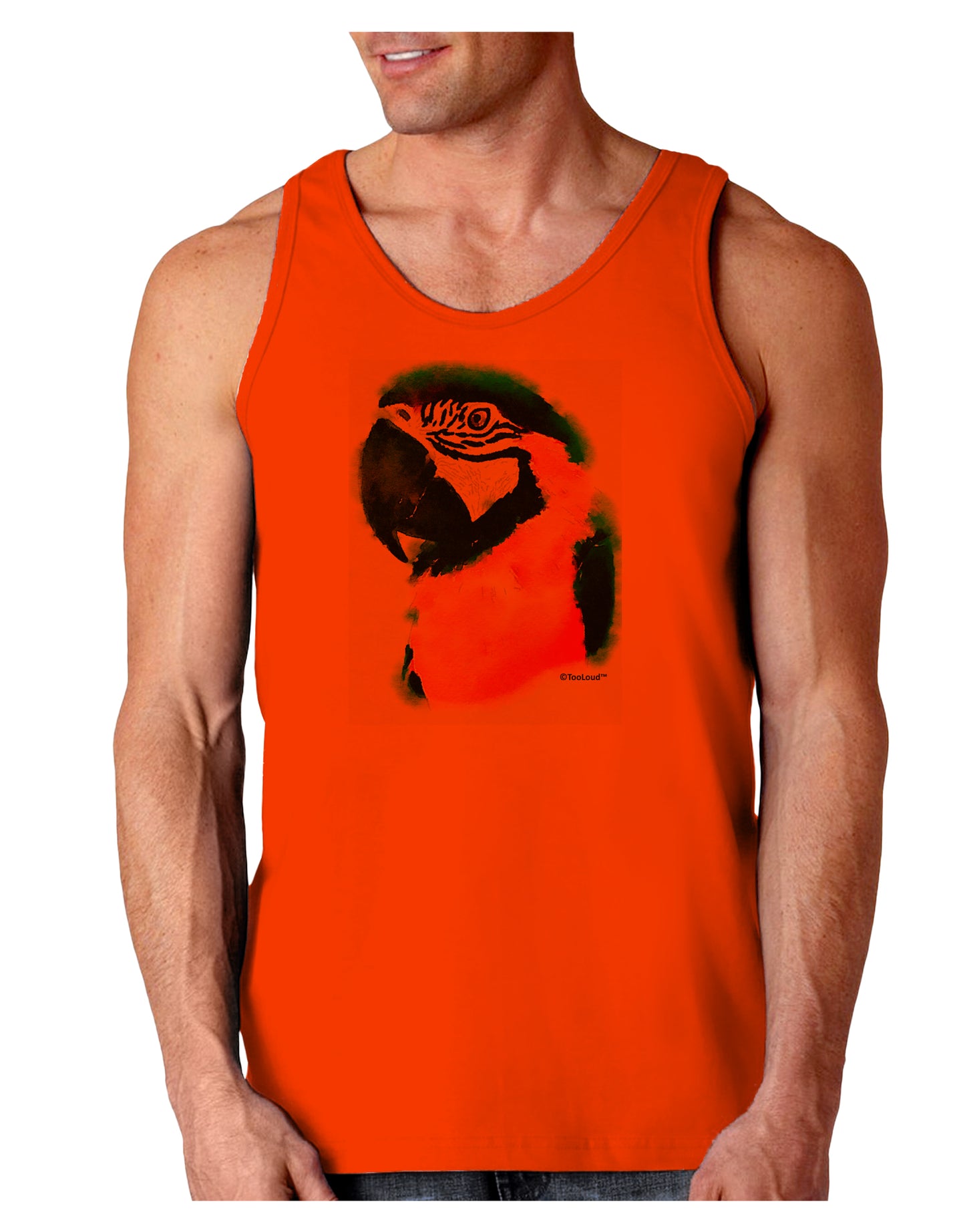 Brightly Colored Parrot Watercolor Loose Tank Top-Loose Tank Top-TooLoud-Orange-Small-Davson Sales