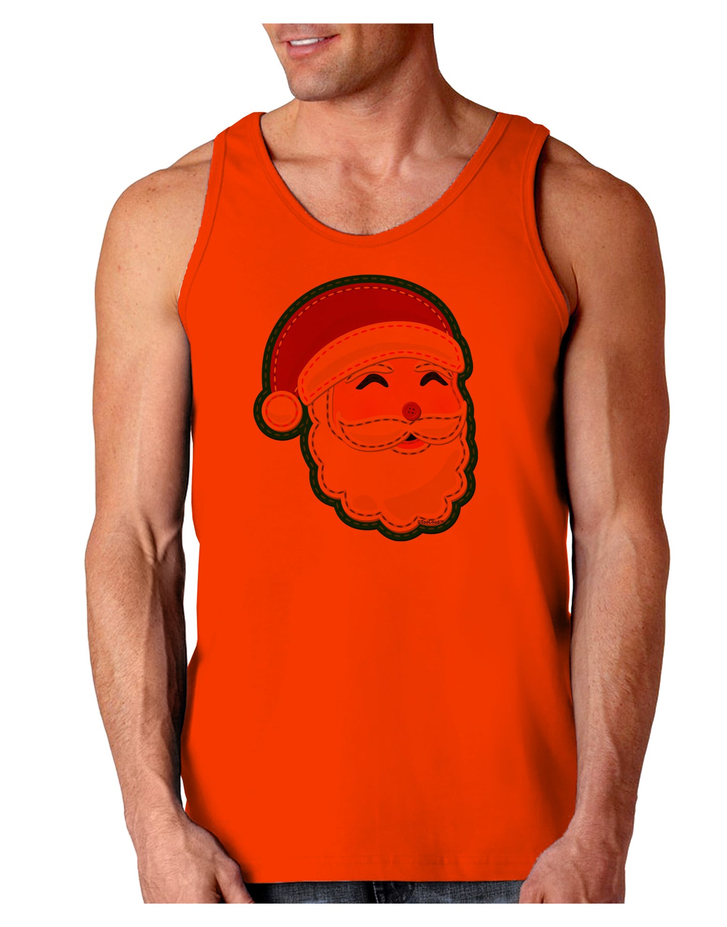 Cute Santa Claus Face Faux Applique Loose Tank Top-Loose Tank Top-TooLoud-Orange-Small-Davson Sales