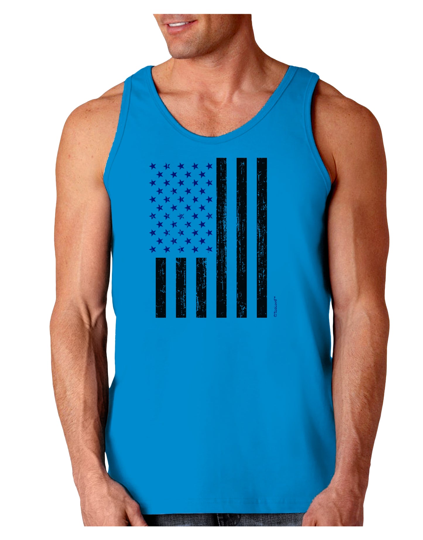 Red and Blue Stamp Style American Flag - Distressed Loose Tank Top by TooLoud-Loose Tank Top-TooLoud-Sapphire-Small-Davson Sales