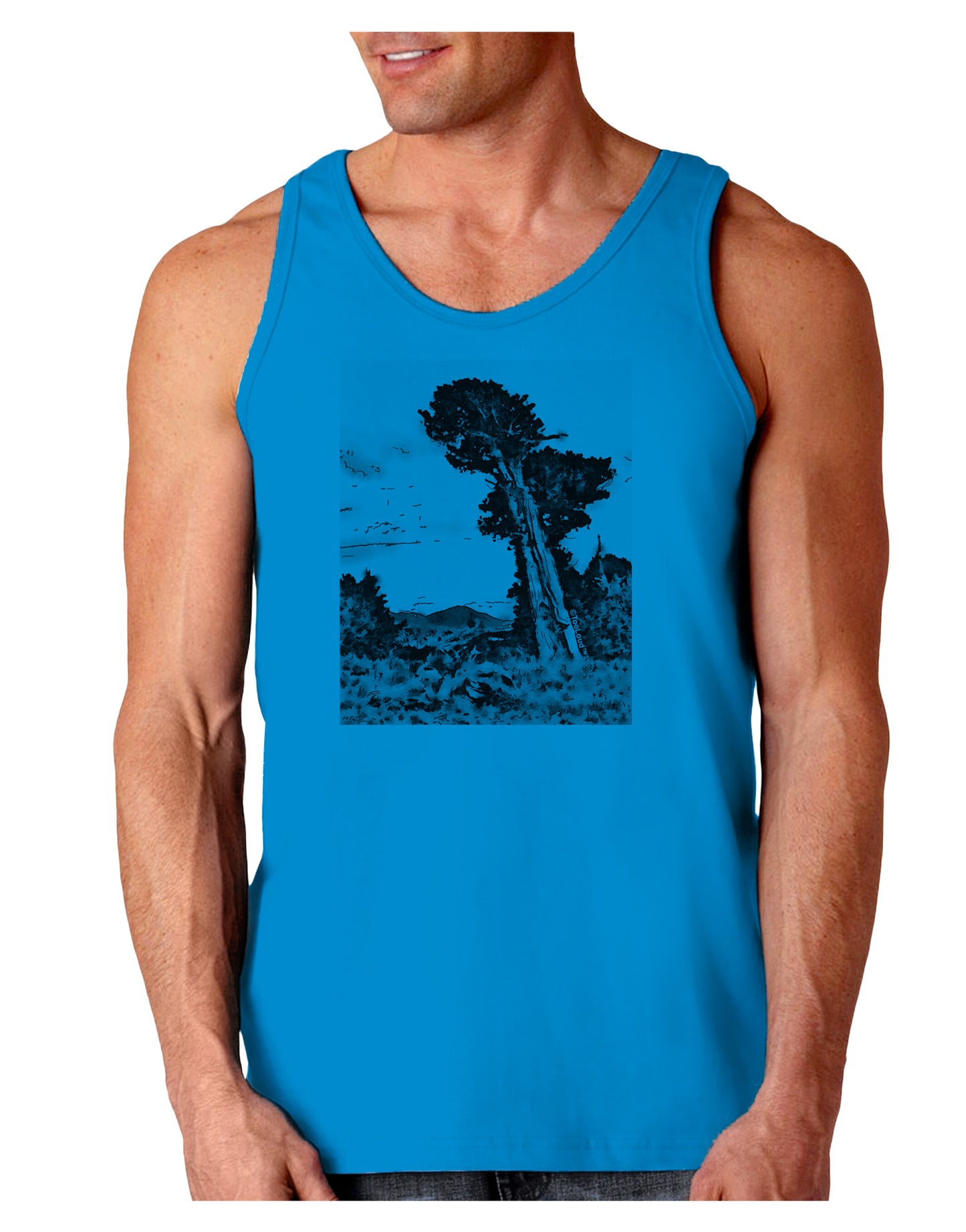 Colorado Landscape Watercolor BW Loose Tank Top-Loose Tank Top-TooLoud-Sapphire-Small-Davson Sales