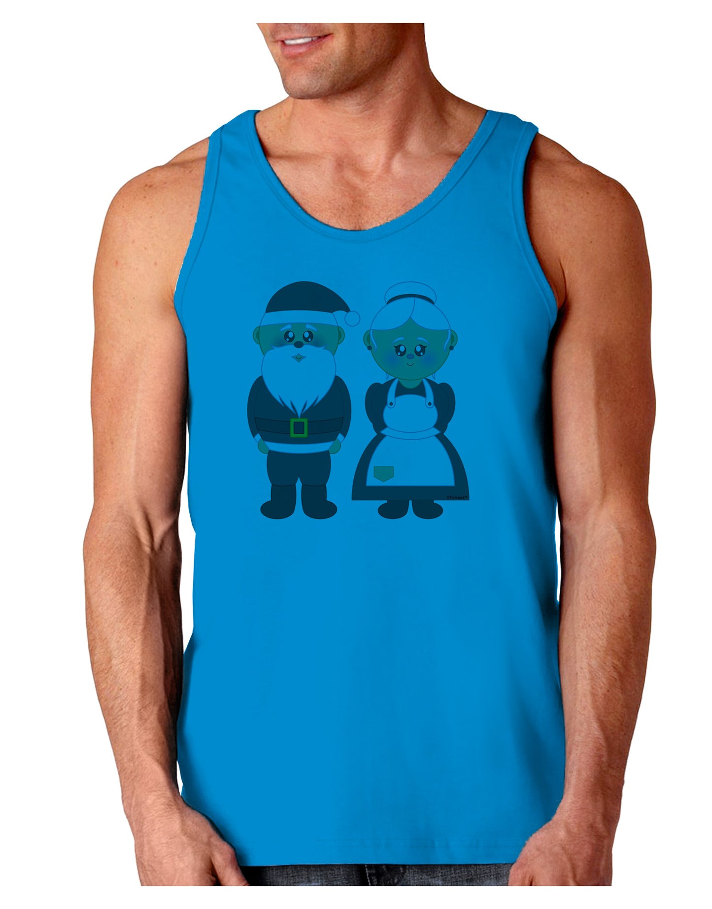 Cute Mr and Mrs Santa Claus Couple Christmas Loose Tank Top-Loose Tank Top-TooLoud-Sapphire-Small-Davson Sales