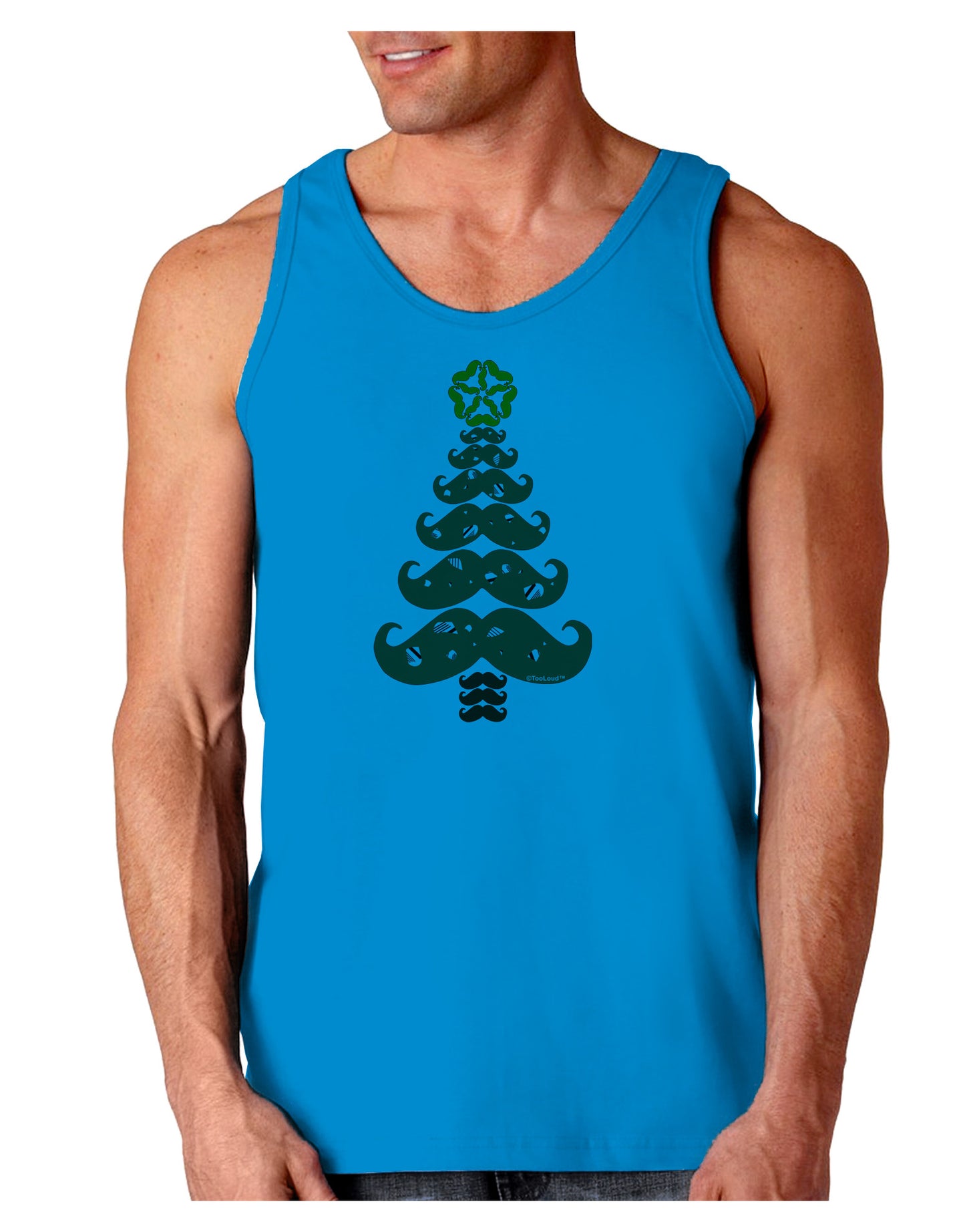 Mustache Christmas Tree Loose Tank Top-Loose Tank Top-TooLoud-Sapphire-Small-Davson Sales