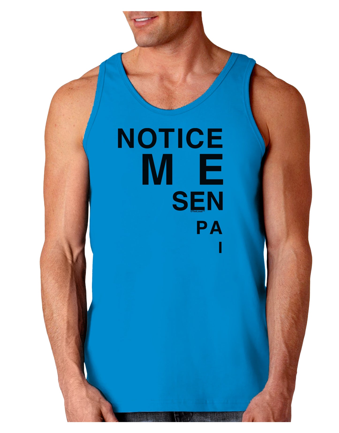 Notice Me Senpai Triangle Text Loose Tank Top-Loose Tank Top-TooLoud-Sapphire-Small-Davson Sales