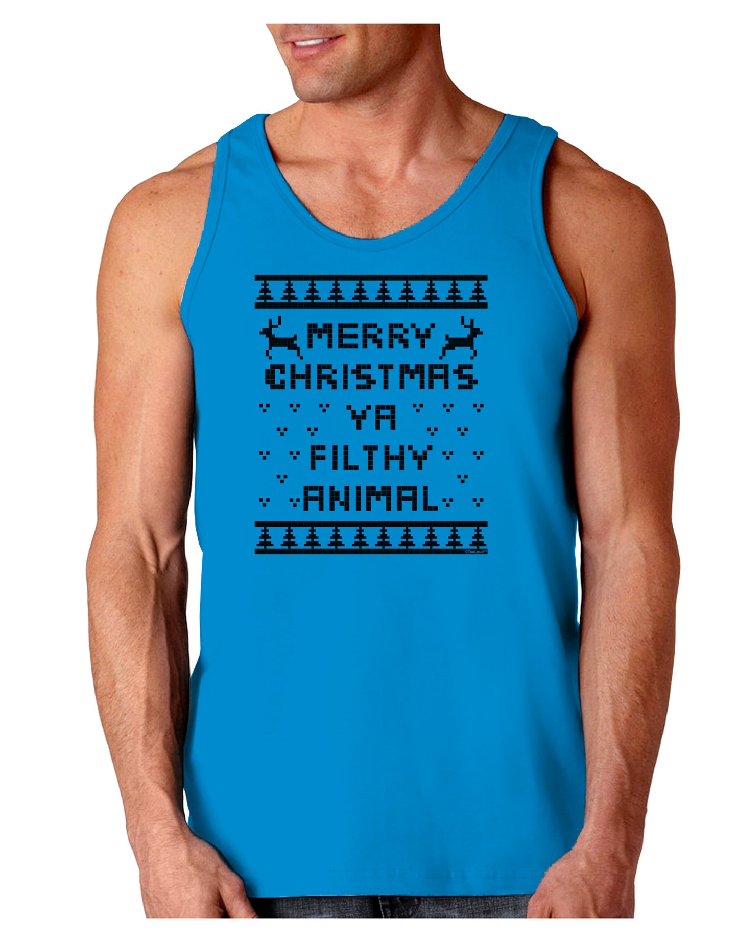 Merry Christmas Ya Filthy Animal Christmas Sweater Loose Tank Top-Loose Tank Top-TooLoud-Sapphire-Small-Davson Sales