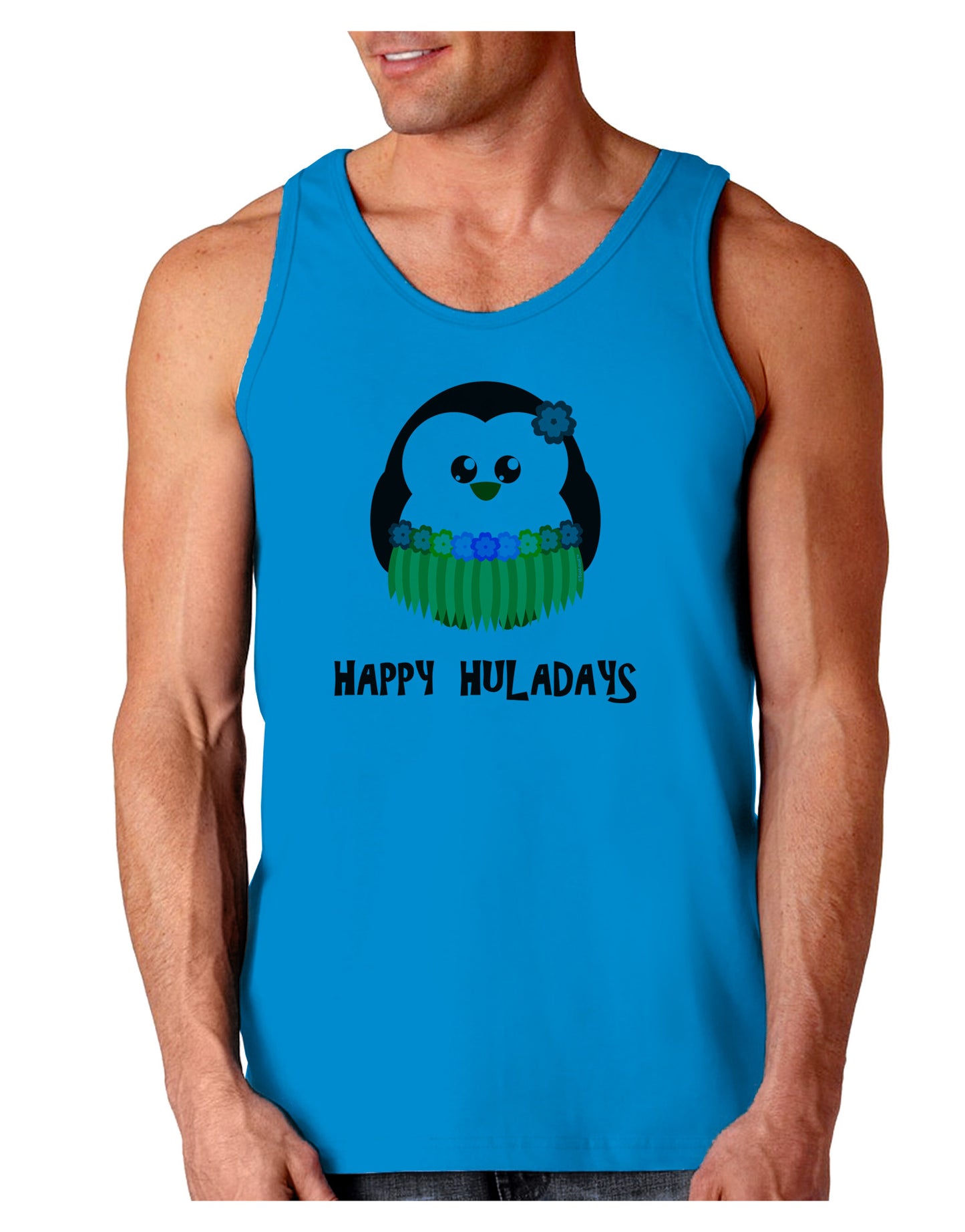 Happy Huladays Holiday Penguin - Christmas Loose Tank Top-Loose Tank Top-TooLoud-Sapphire-Small-Davson Sales