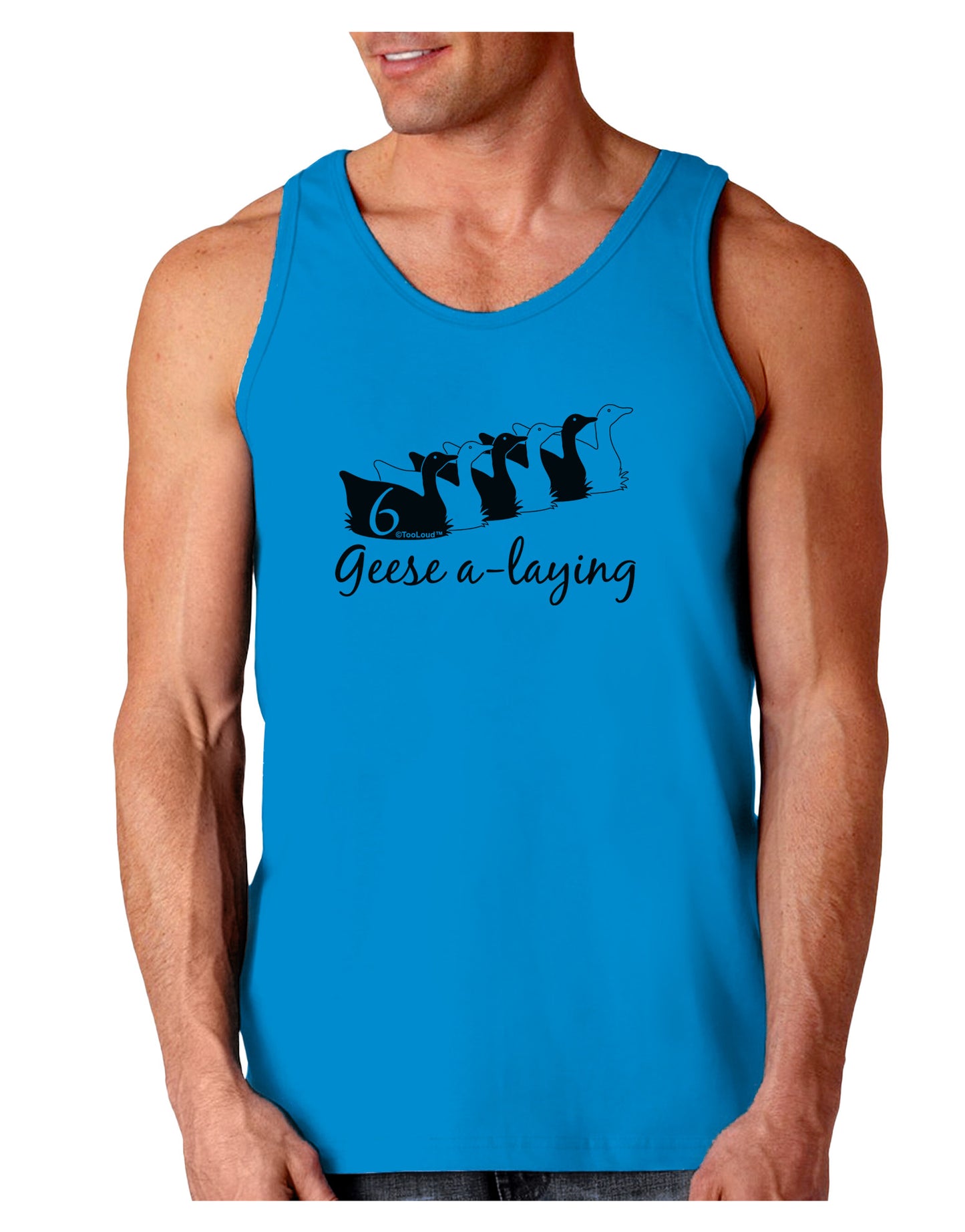 Six Geese A laying Text Loose Tank Top-Loose Tank Top-TooLoud-Sapphire-Small-Davson Sales