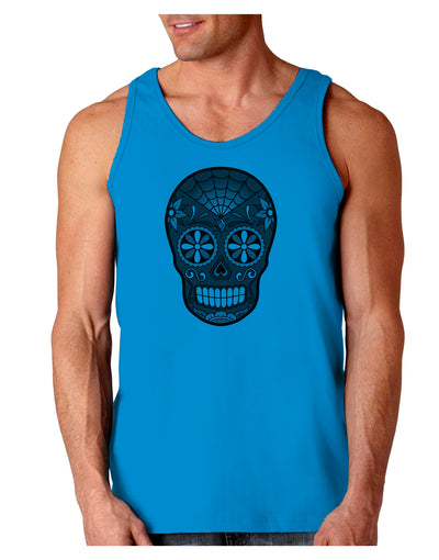 TooLoud Version 9 Black and White Day of the Dead Calavera Loose Tank Top-Loose Tank Top-TooLoud-Sapphire-Small-Davson Sales