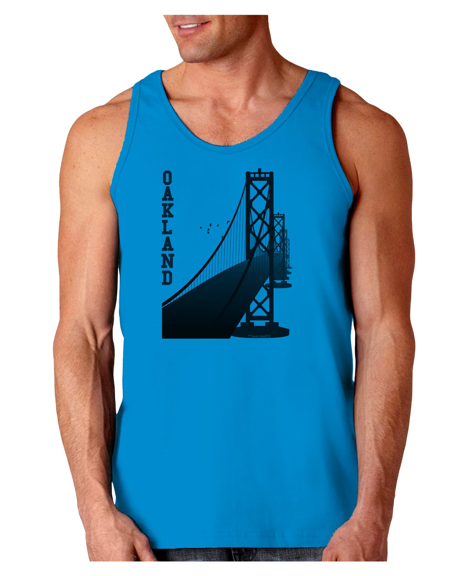 Oakland Text Bay Bridge Loose Tank Top-Loose Tank Top-TooLoud-Sapphire-Small-Davson Sales