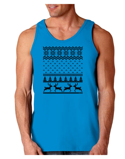 Ugly Christmas Sweater Snowflake Reindeer Pattern Loose Tank Top-Loose Tank Top-TooLoud-Sapphire-Small-Davson Sales