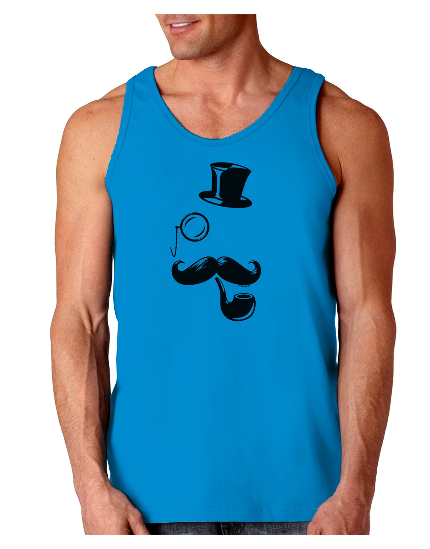 Tophat Mustache Pipe and Monocle Loose Tank Top-Loose Tank Top-TooLoud-Sapphire-Small-Davson Sales