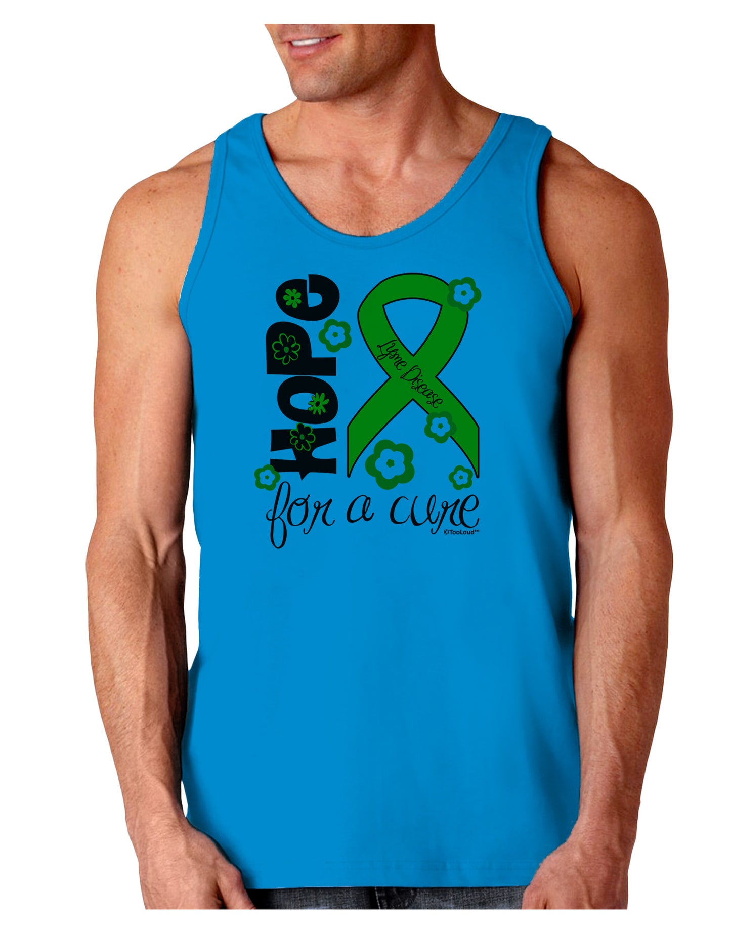 Hope for a Cure - Lime Green Ribbon Lyme Disease - Flowers Loose Tank Top-Loose Tank Top-TooLoud-Sapphire-Small-Davson Sales