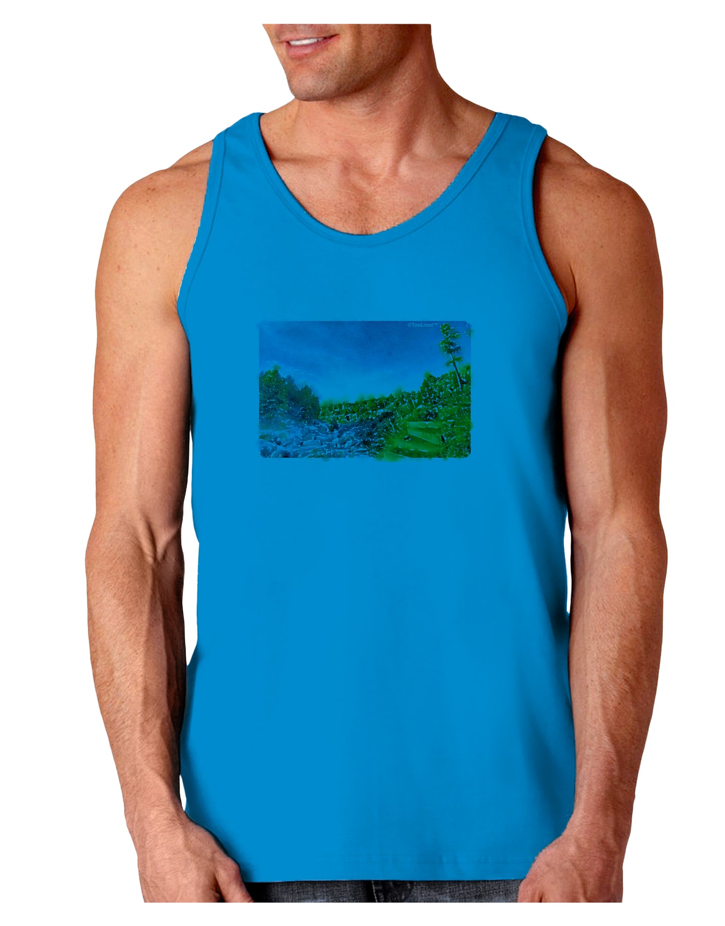 Castlewood Canyon Watercolor Loose Tank Top-Loose Tank Top-TooLoud-Sapphire-Small-Davson Sales