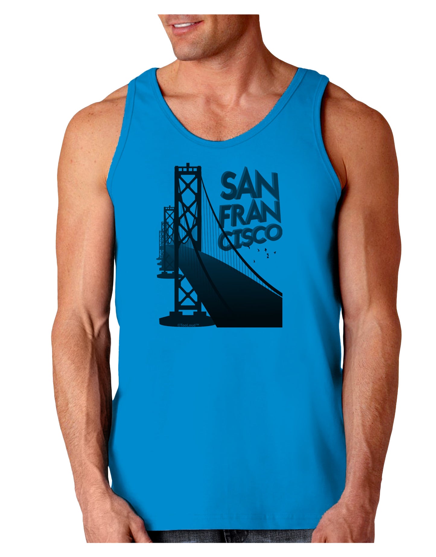 San Francisco Text Bay Bridge Loose Tank Top-Loose Tank Top-TooLoud-Sapphire-Small-Davson Sales