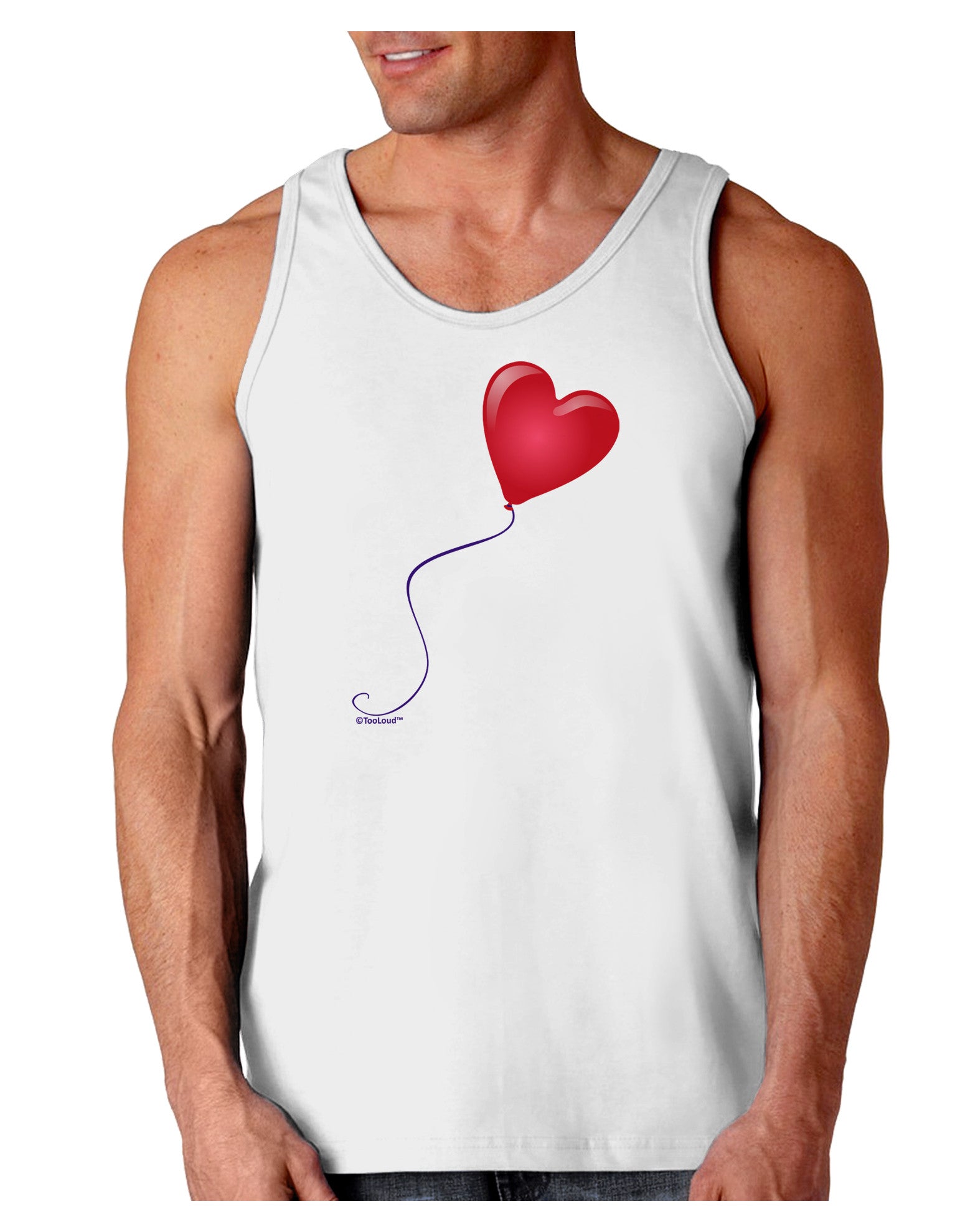 Cute Red Heart Balloon Loose Tank Top-Loose Tank Top-TooLoud-White-Small-Davson Sales