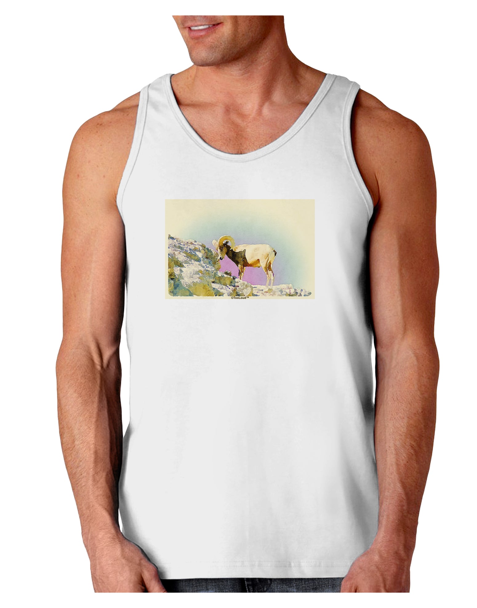 Bighorn Ram Watercolor Loose Tank Top-Loose Tank Top-TooLoud-White-Small-Davson Sales