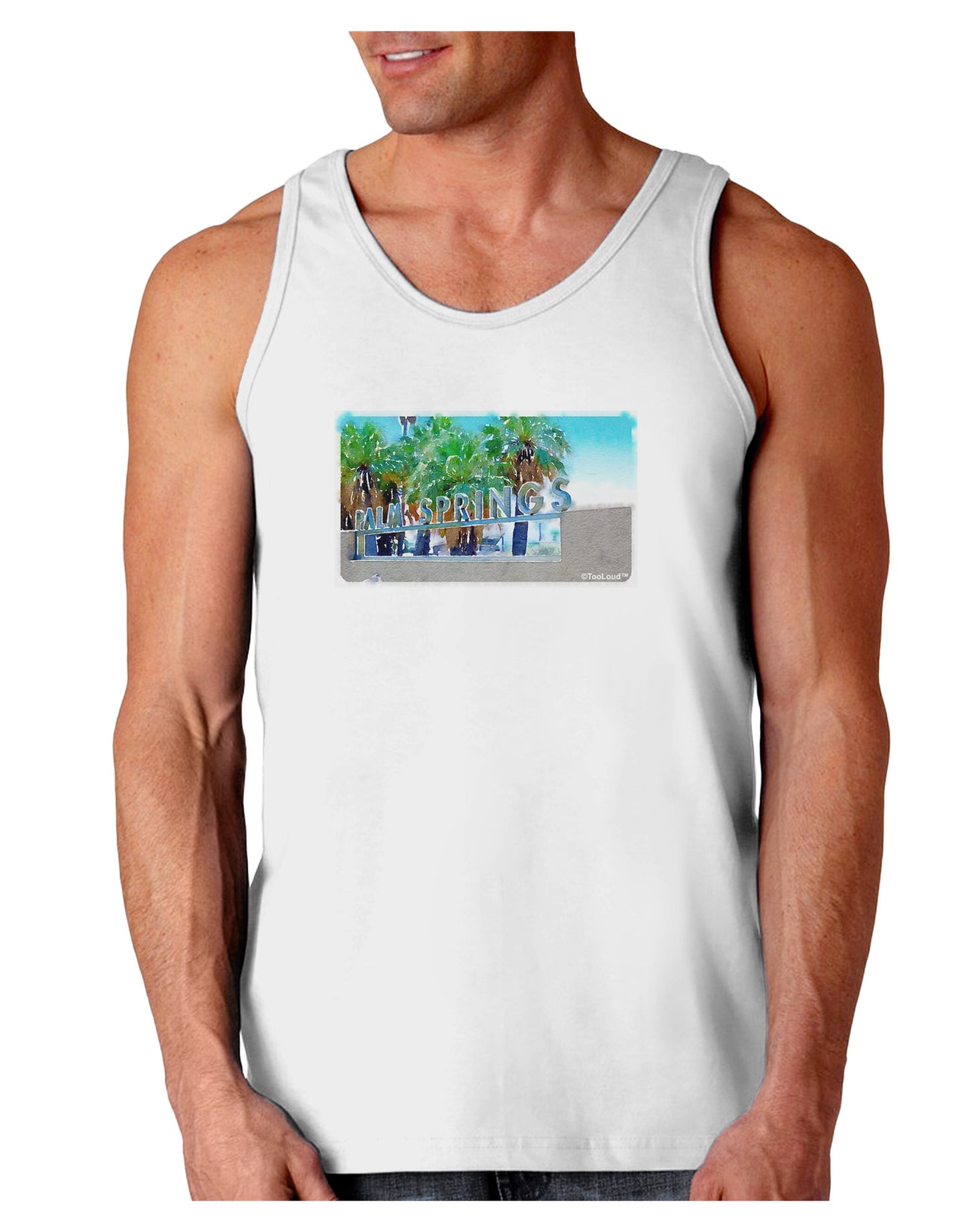 Palm Springs Watercolor Loose Tank Top-Loose Tank Top-TooLoud-White-Small-Davson Sales