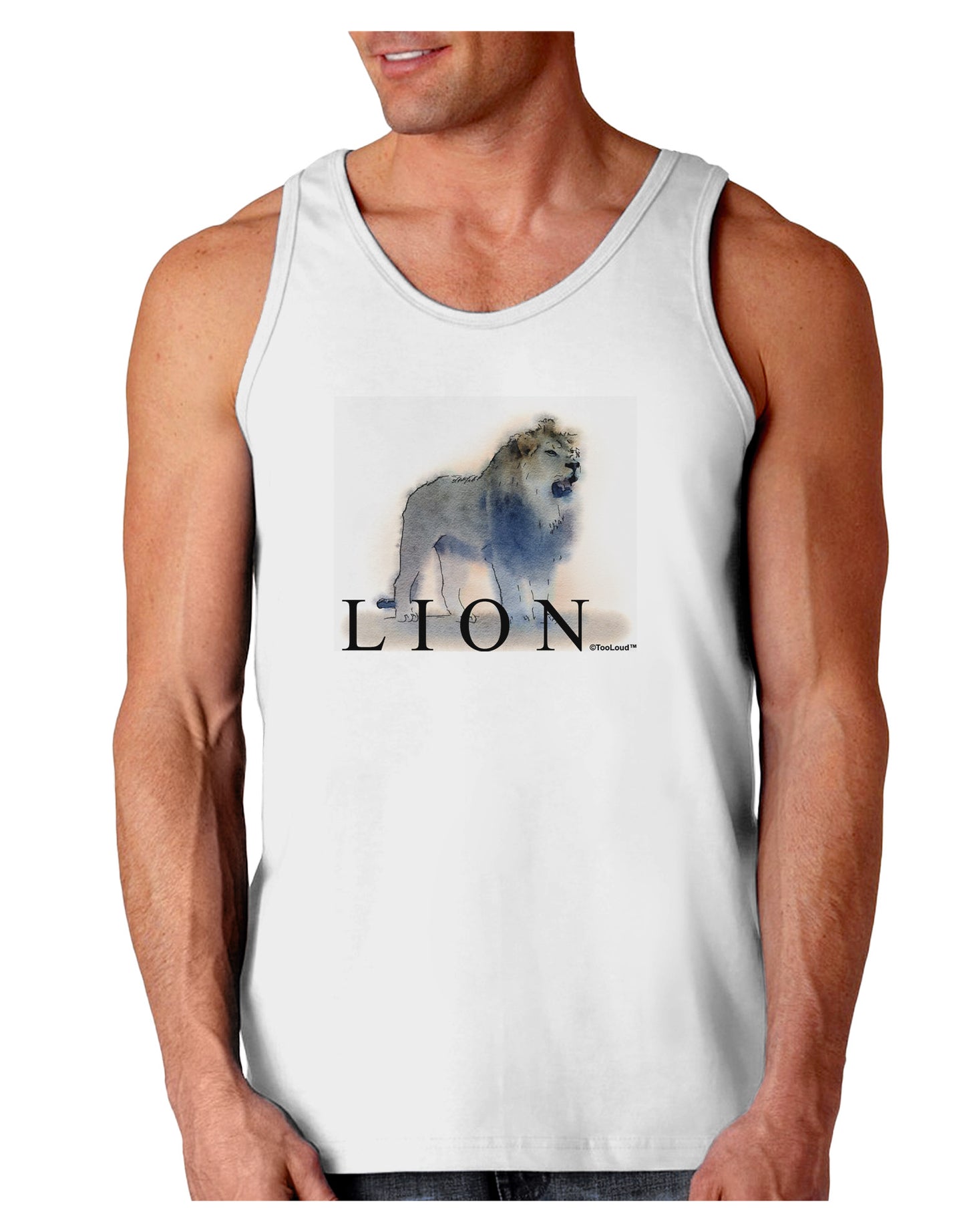 Lion Watercolor B Text Loose Tank Top-Loose Tank Top-TooLoud-White-Small-Davson Sales