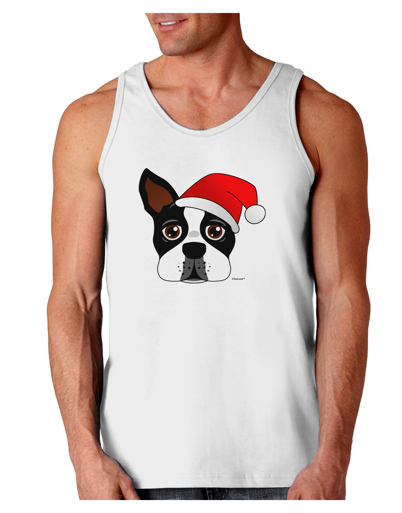 Cute Dog with Santa Hat - Christmas Loose Tank Top-Loose Tank Top-TooLoud-White-Small-Davson Sales