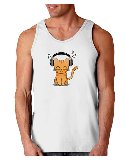 Cute Kitty With Headphones Loose Tank Top-Loose Tank Top-TooLoud-White-Small-Davson Sales