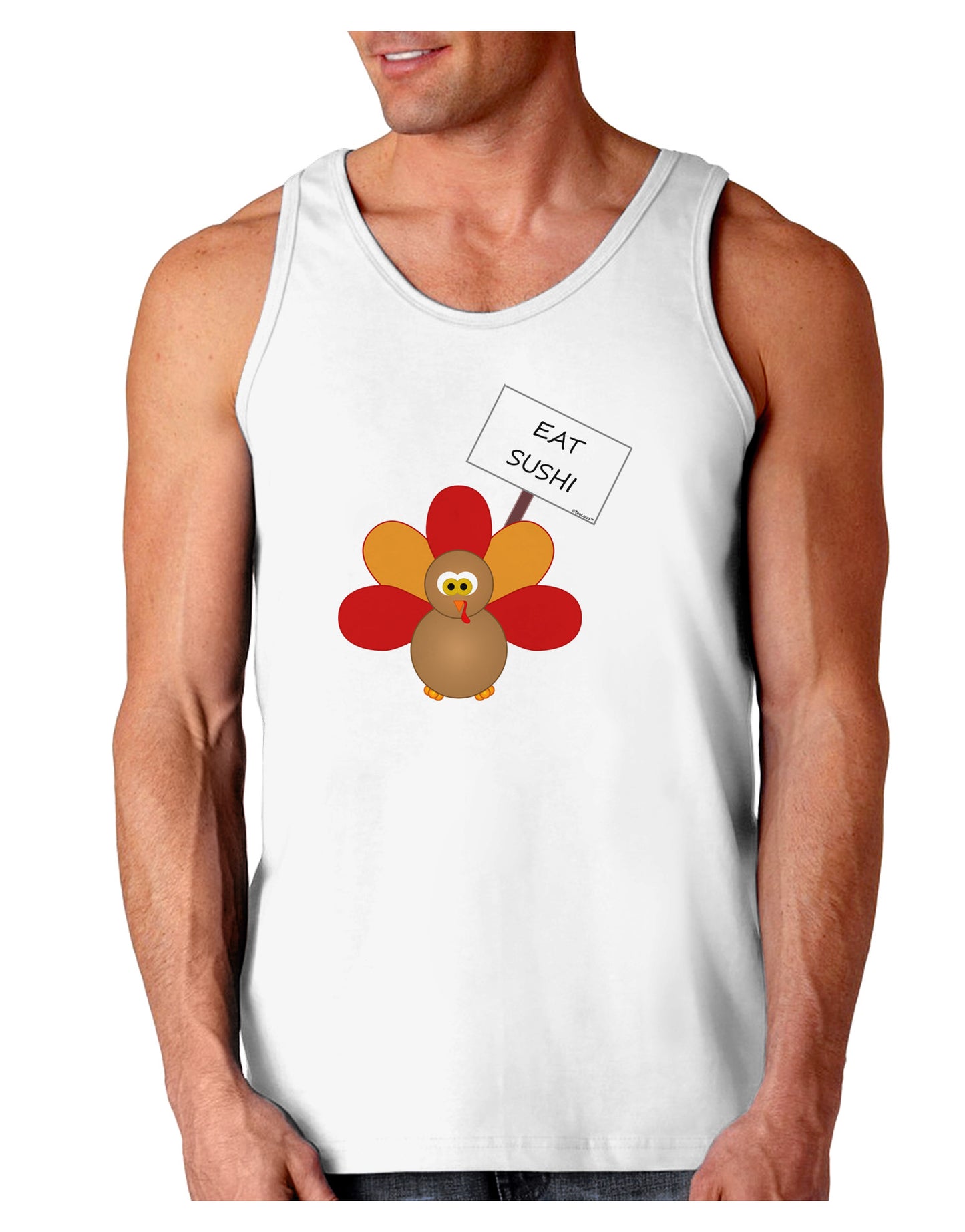 Eat Sushi Thanksgiving Turkey Loose Tank Top-Loose Tank Top-TooLoud-White-Small-Davson Sales